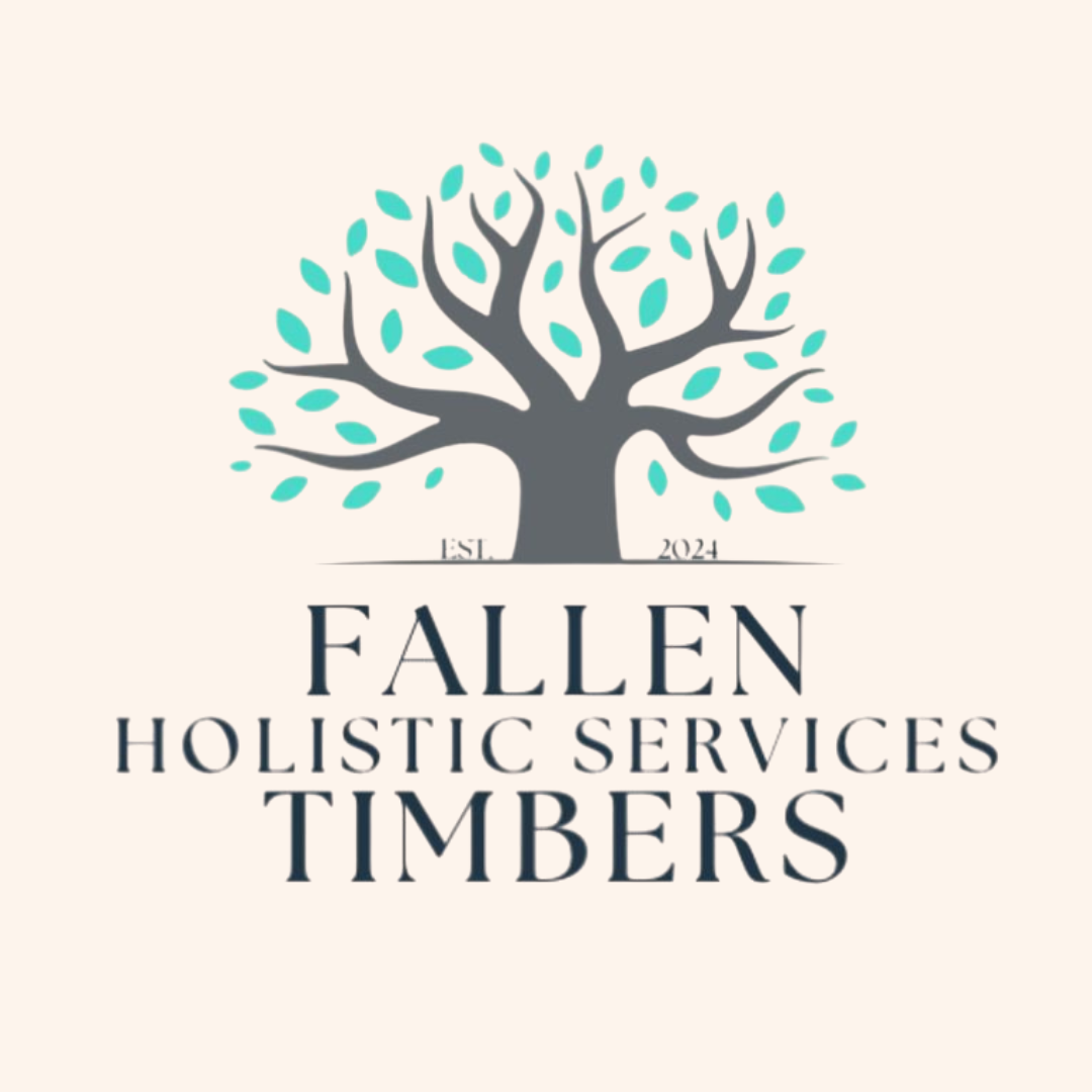 Logo of Fallen Holistic Services Timbers featuring a stylized tree with teal leaves and the company name beneath.