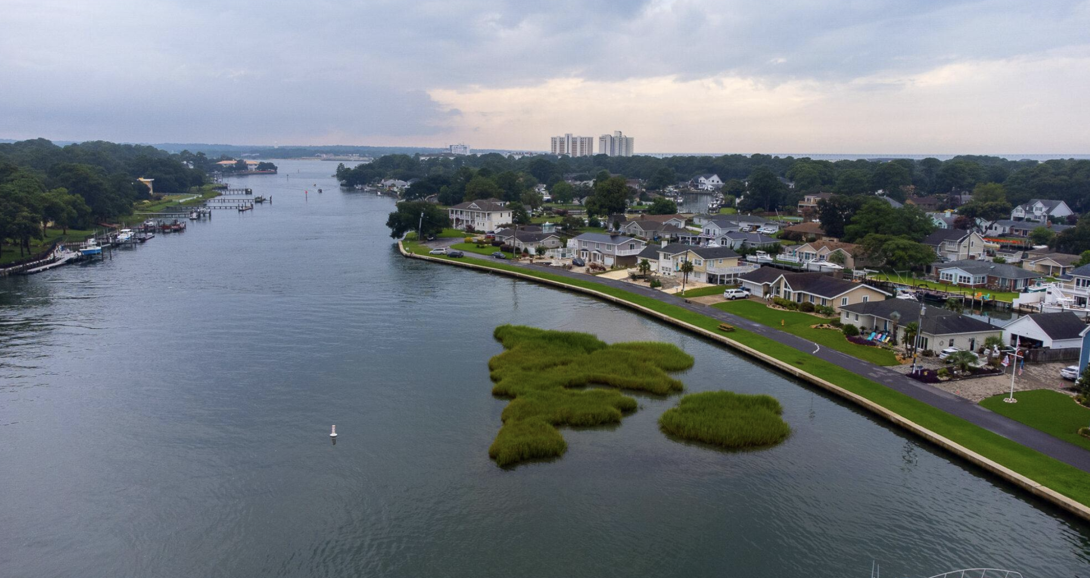 Aerial View of Great Neck Neighborhood, a service area of Fat Cat Pool Services