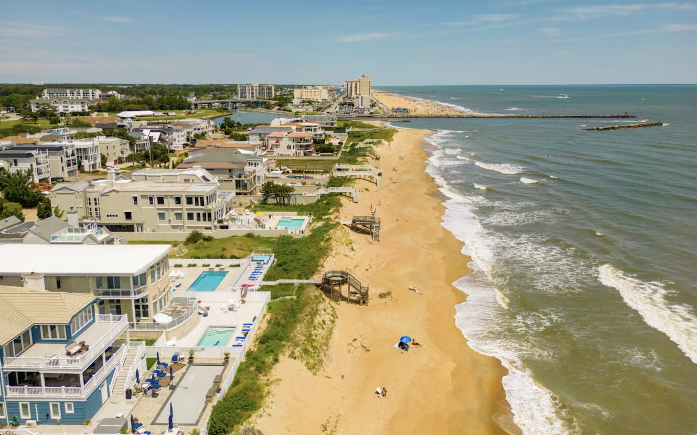 Aerial view of Croatan Beach neighborhood in Virginia Beach, Fat Cat pool cleaning service area