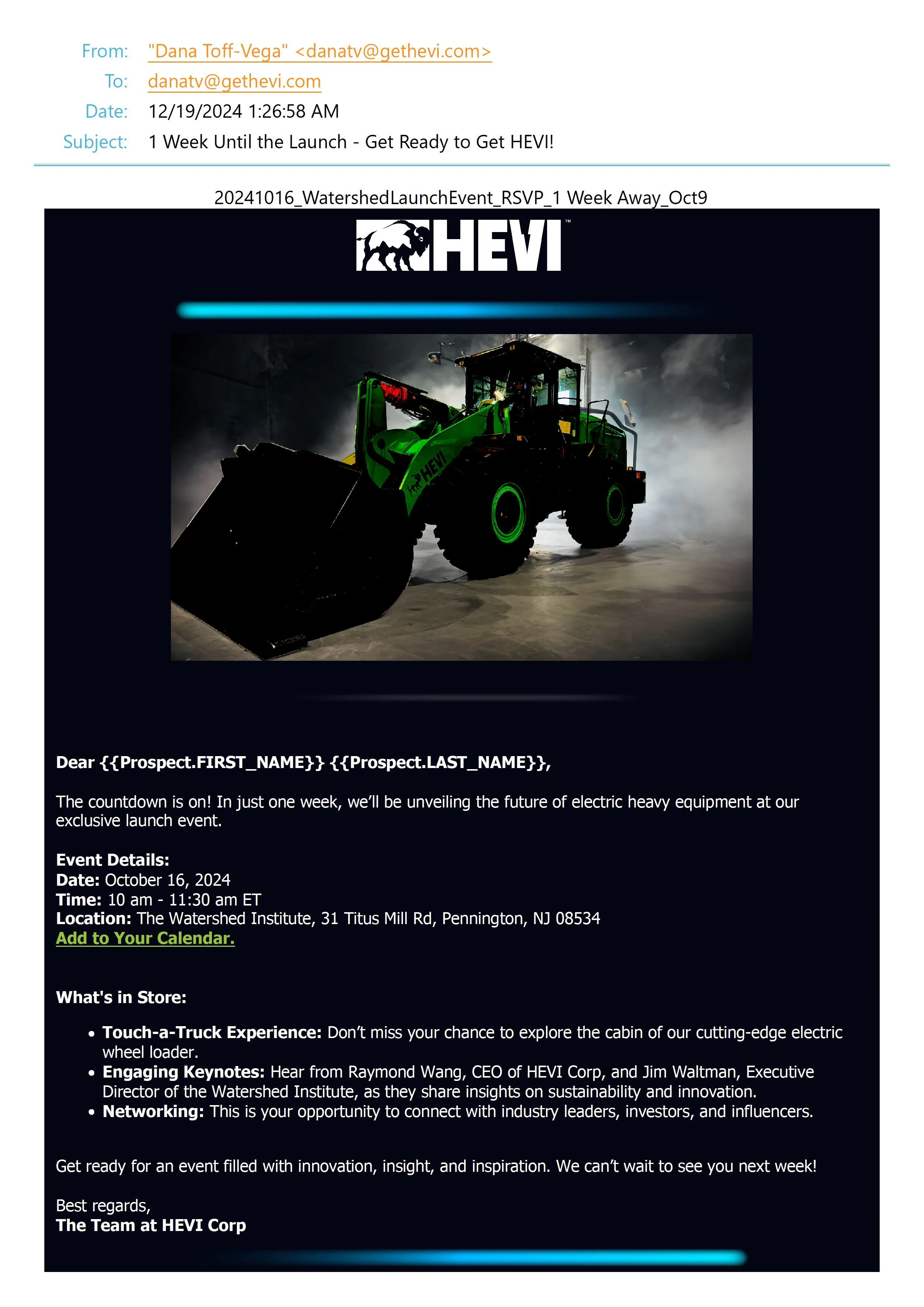 Invitation email example