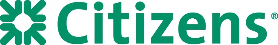 Logo of Citizens Bank with a green emblem resembling a flower or wheel and the word 'citizens' in lowercase green letters.