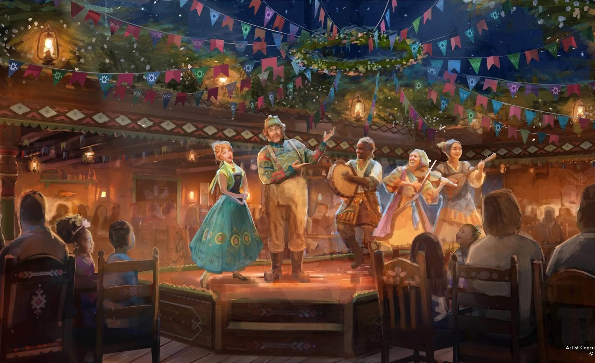 Artist Rendering of the new Frozen-themed dinnertime show Oaken
