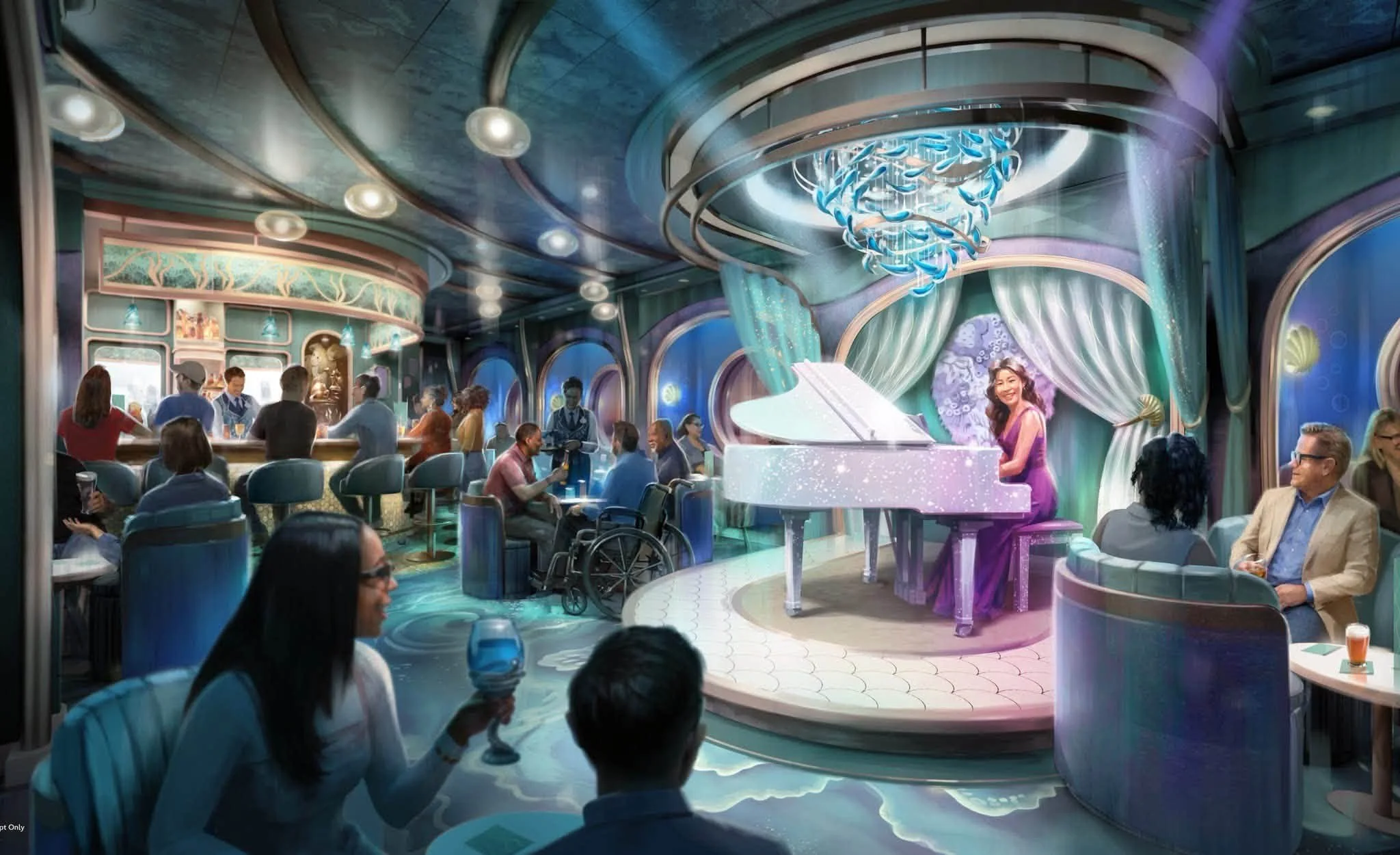 Sea Notes lounge on the Disney Believe ship