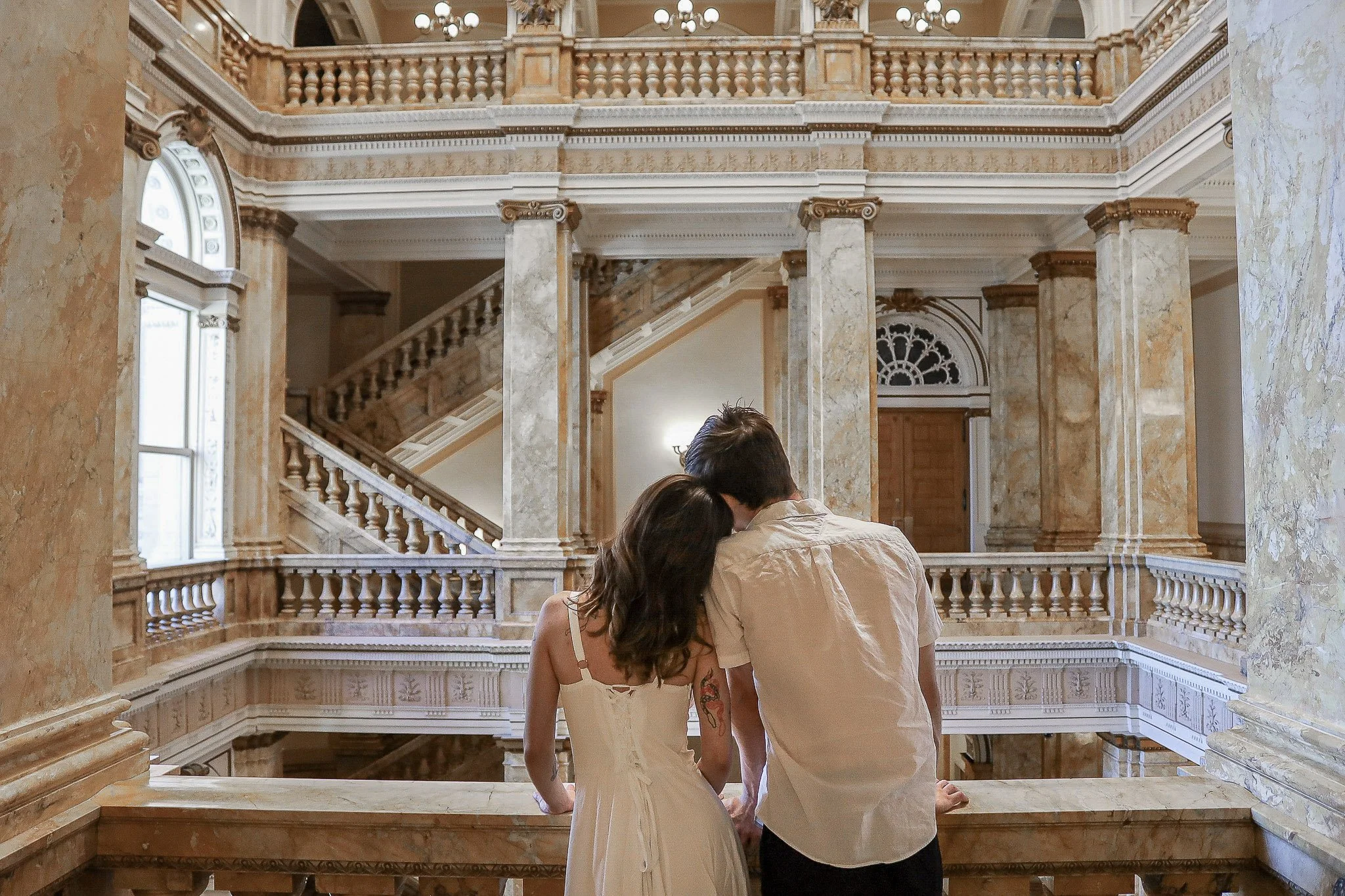 Couples session date night at the Milwaukee Library