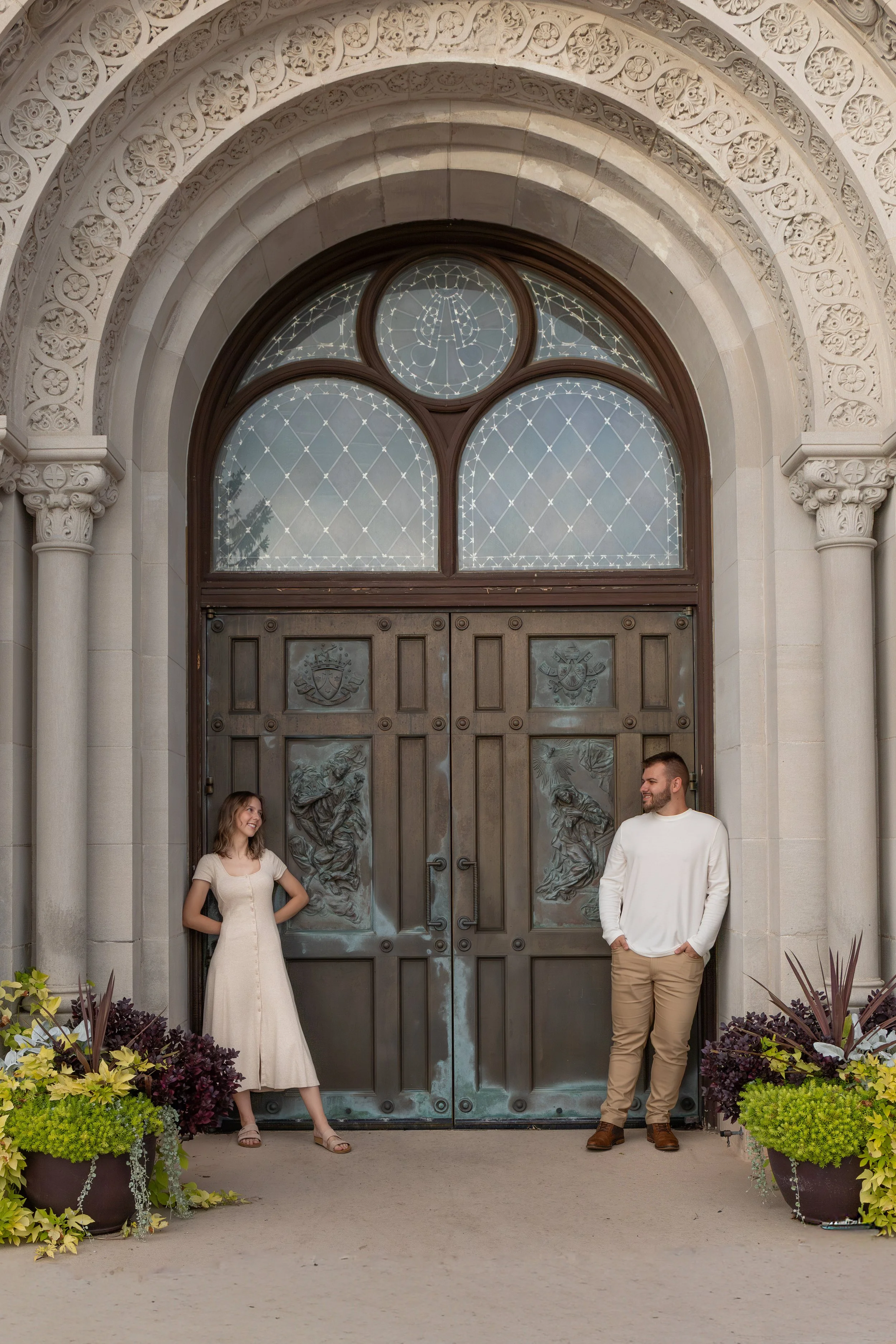 Engagement session in fall at Holy Hill in Wisconsin