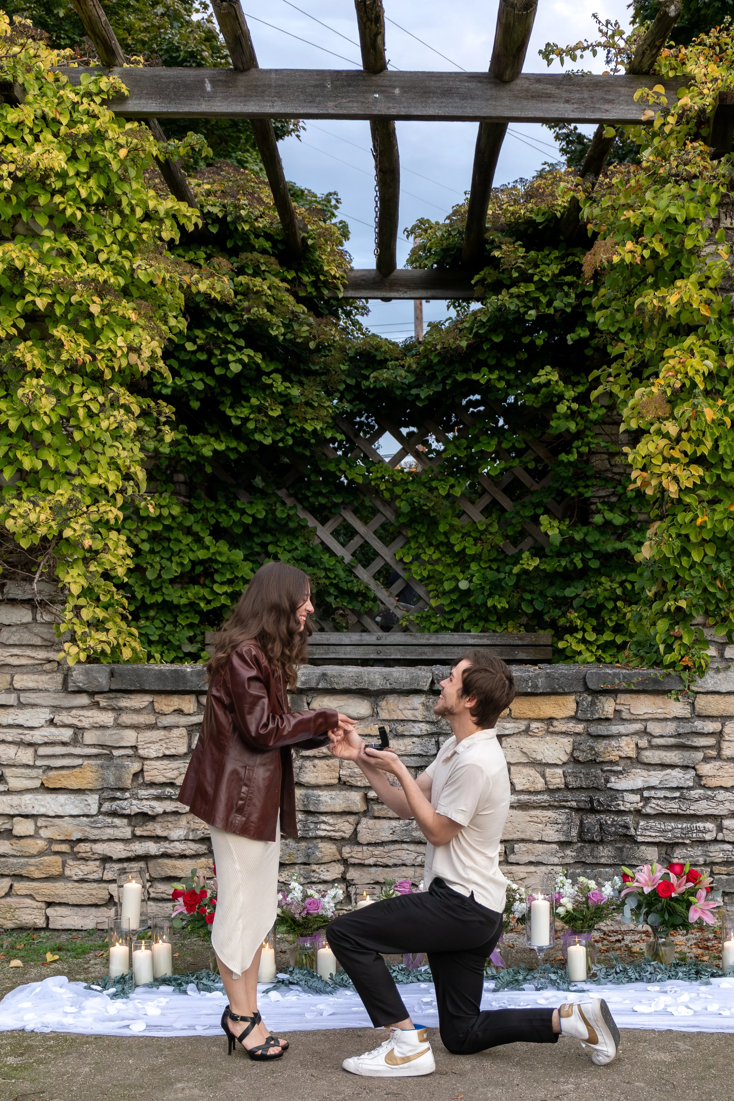surprise proposal at Frame Park in Waukesha, WI