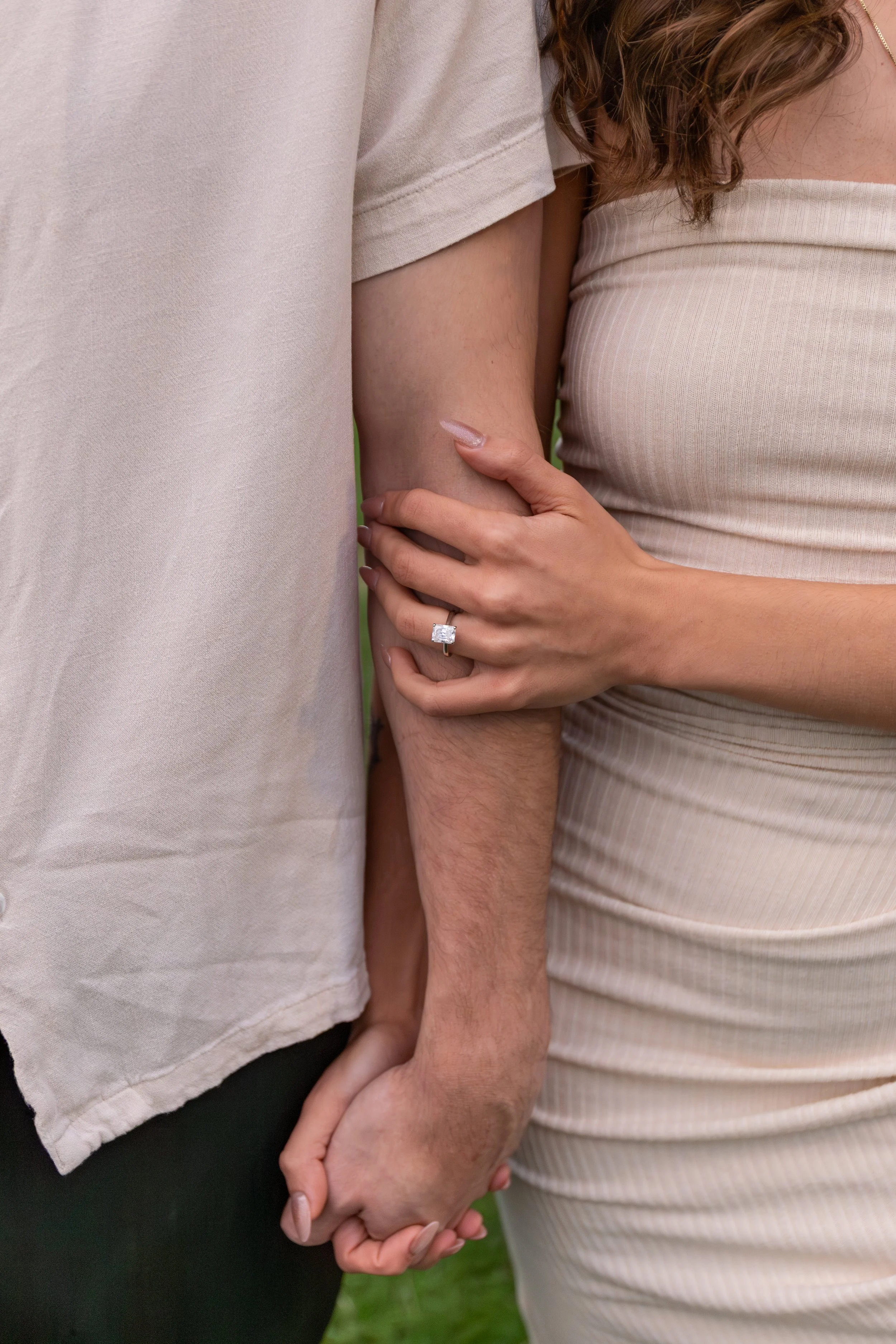 Close up shot of ring during surprise proposal at Frame Park in Wisconsin