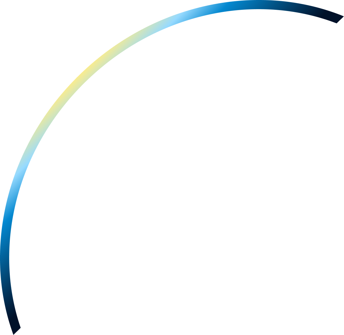 Part of a logo with a large blue shape and a gradient arc in shades of yellow, white, purple, and blue on a black background.