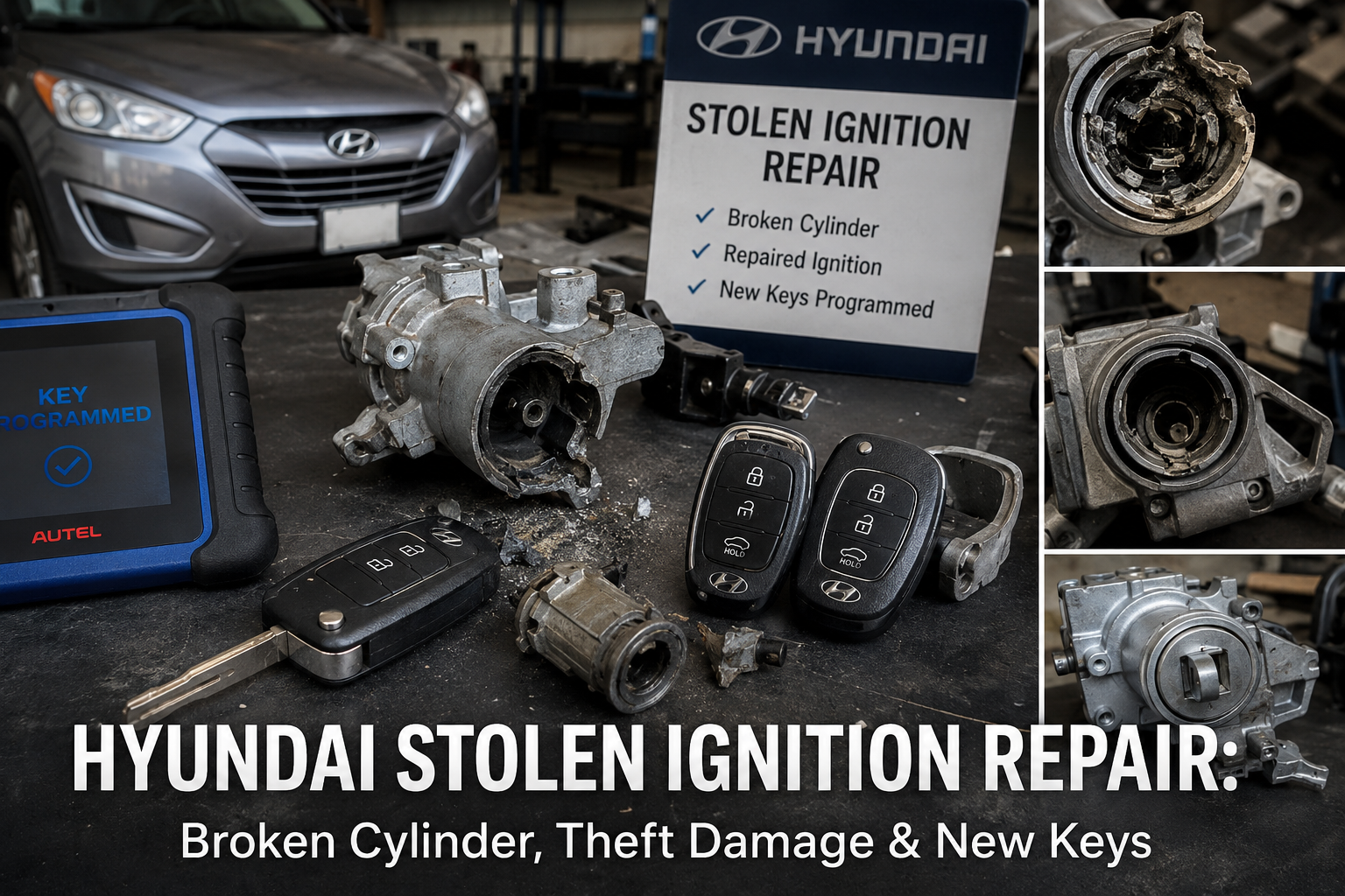 Hyundai Stolen Ignition Repair: Broken Cylinder, Theft Damage &amp; New Keys