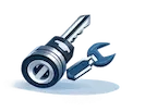 Set of plumbing tools including a wrench and a screwdriver.