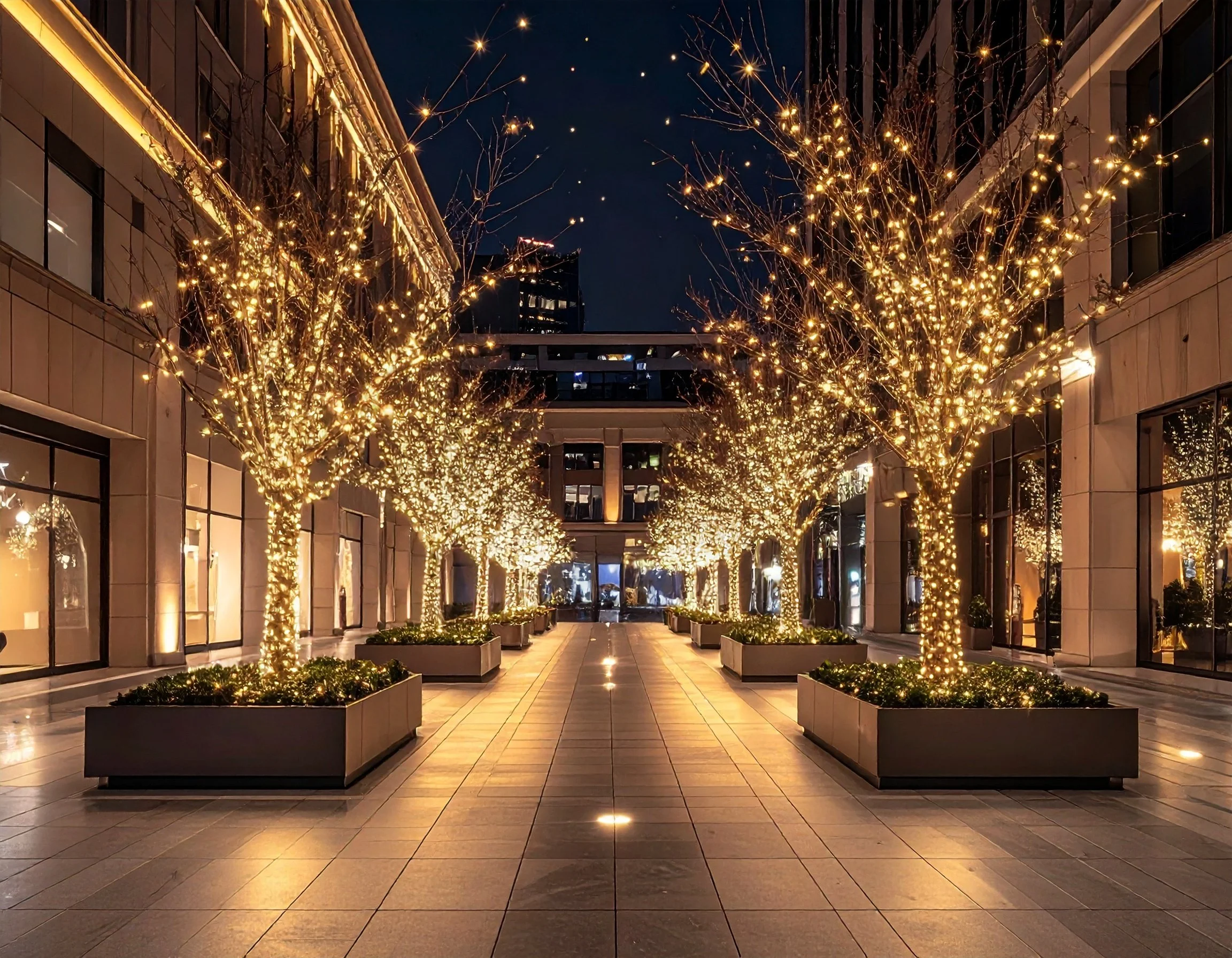 Firefly_High-end urban plaza at night with professional holiday lighting design, trees wrappe 967656.jpg