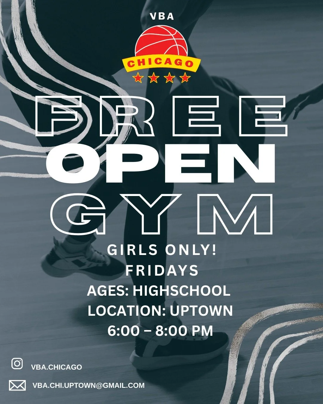 ✨ Free Girls Open Gym! ✨
Every Friday | 6–8 PM 🏀
Come get some runs in, meet new hoopers, and level up your game. No cost, just good vibes and competition! 💪
📍 Uptown, Chicago
Tag a teammate and pull up! 🚨
DM for more info!
