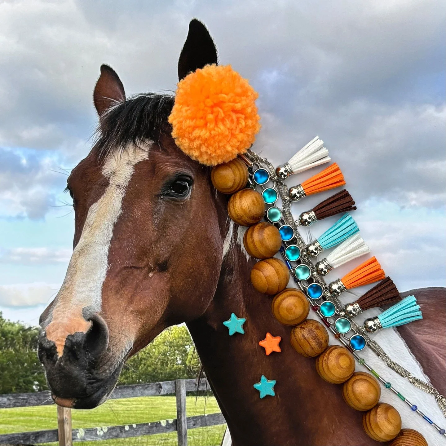 &ldquo;More is more and less is a bore.&rdquo; &mdash; Iris Apfel ✨ 

This is Chief 🐴💥 my strong and spirited horse, decorated with bold tassels, wooden beads, and bright pops of color. He has a commanding presence that&rsquo;s playful yet powerful