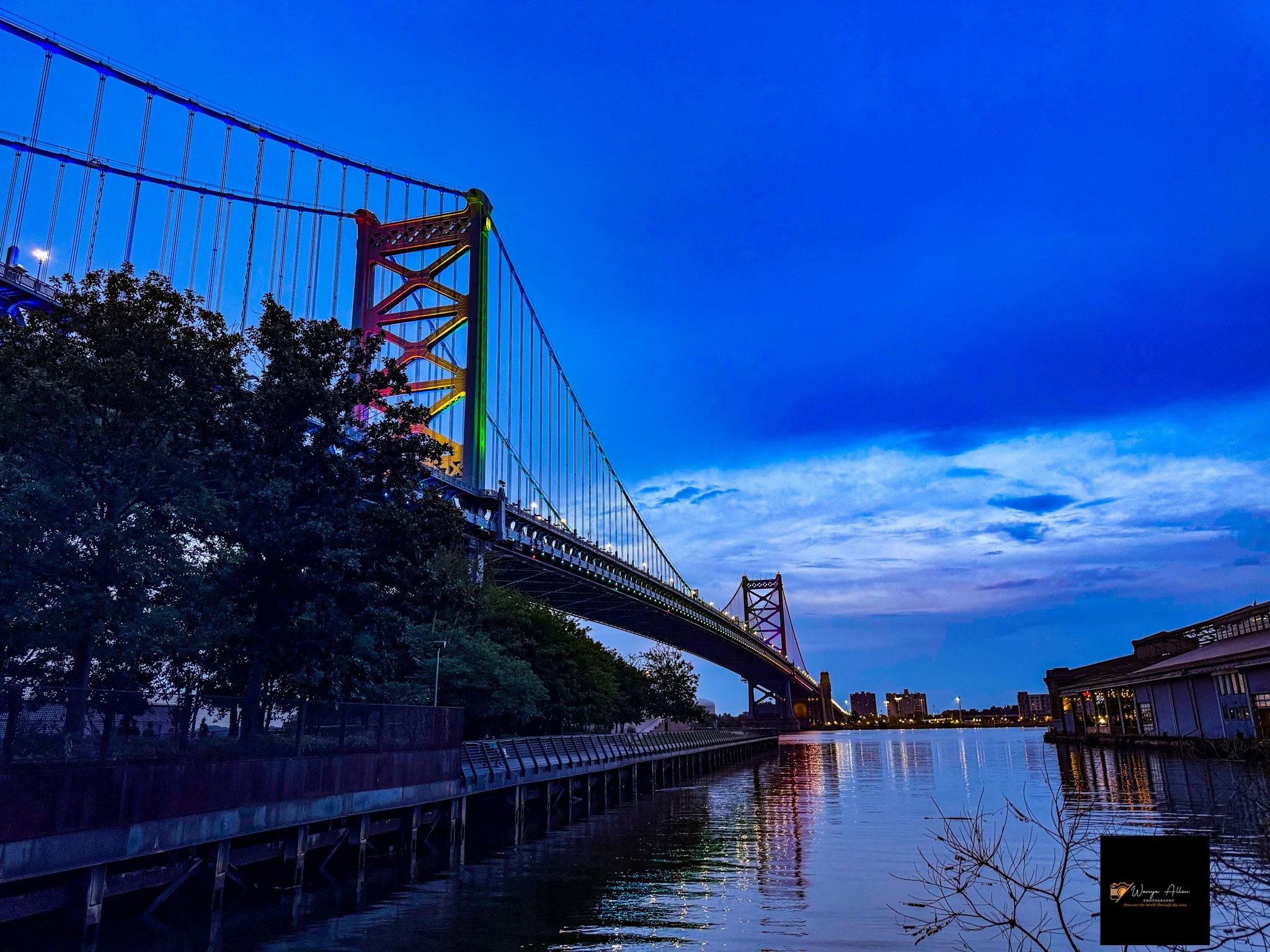 A Beacon of Pride: The Benjamin Franklin Bridge Illuminated in Rainbow Glory