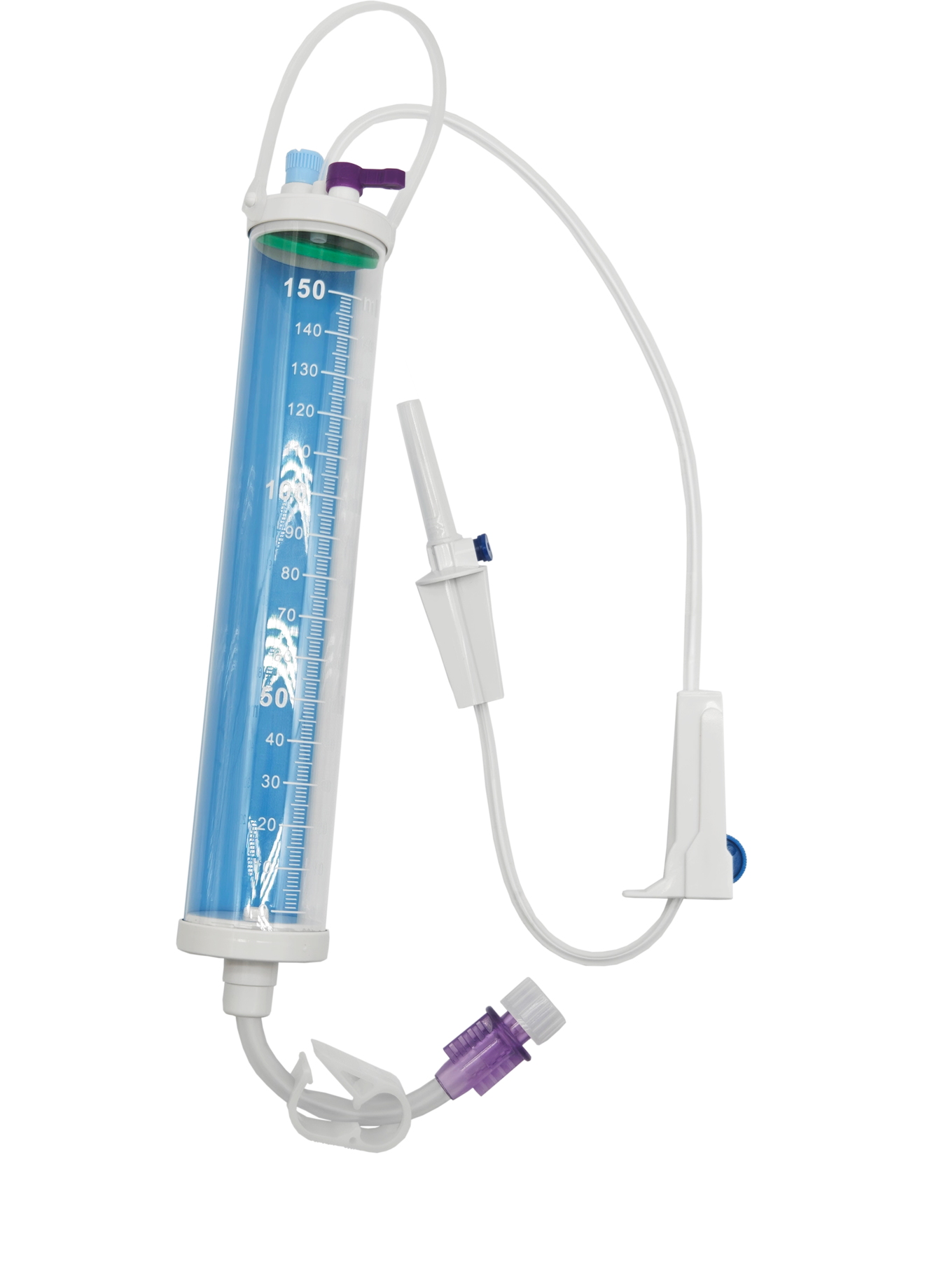 Paediatric IV Burette, Paediatric needle-free Burette Set assembly, with tubing port.