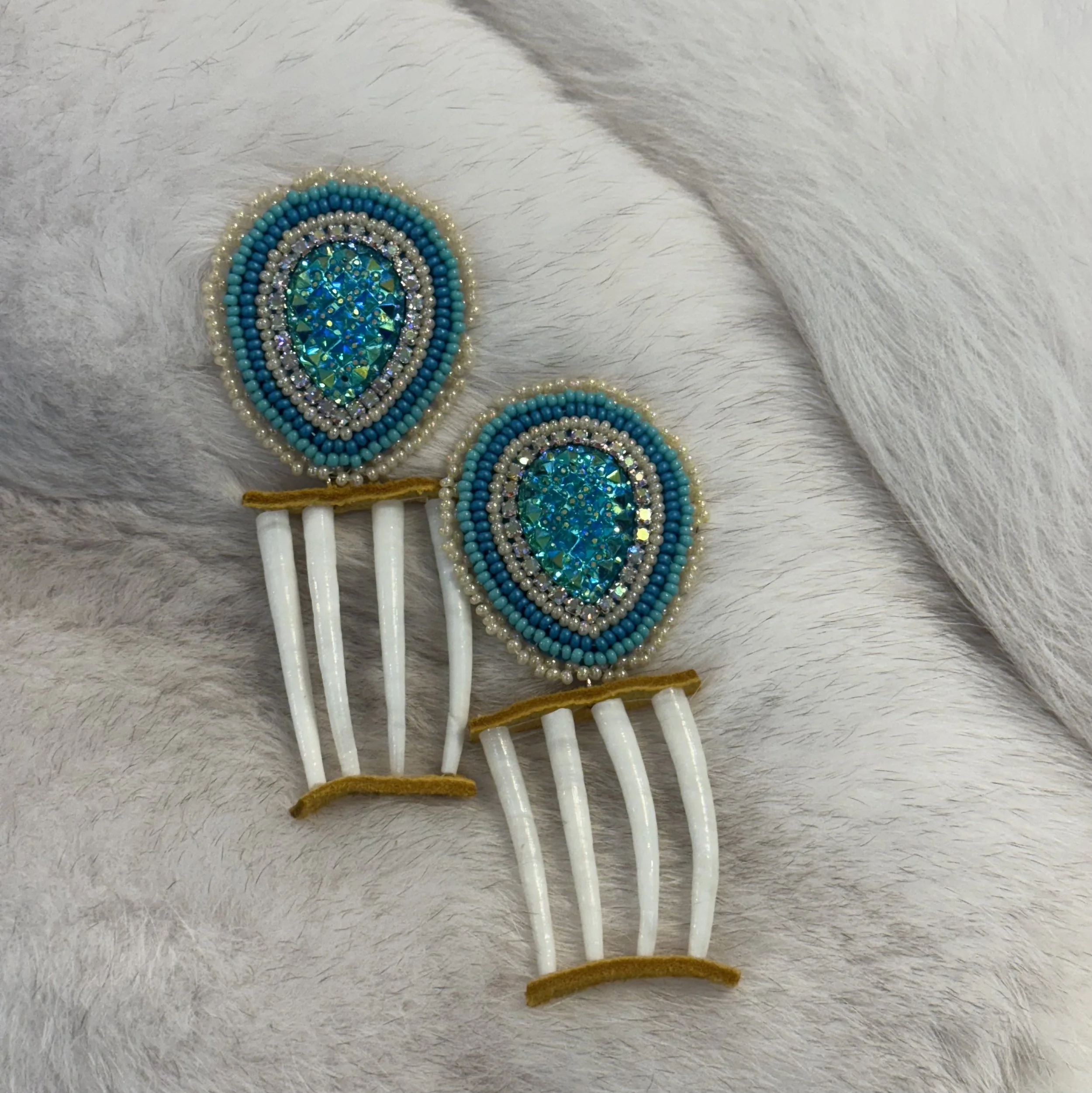 Dentalium Shell Beaded Earrings