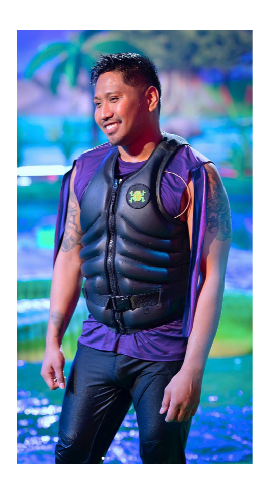 Xander Duff competing on the television game show Frogger, showcasing his on-screen personality and entertainment career. This behind the scenes moment highlights Xander Duff’s appearance on national television as part of his expanding media and acti