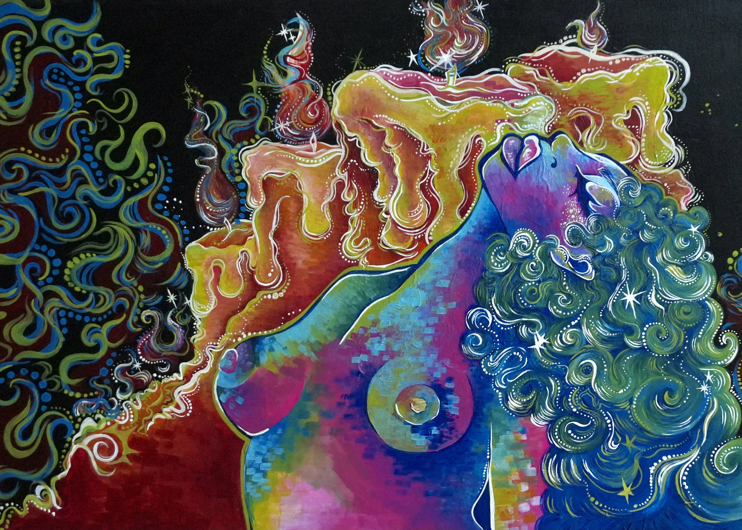 "Lola In flames" Acrylic on canvas 