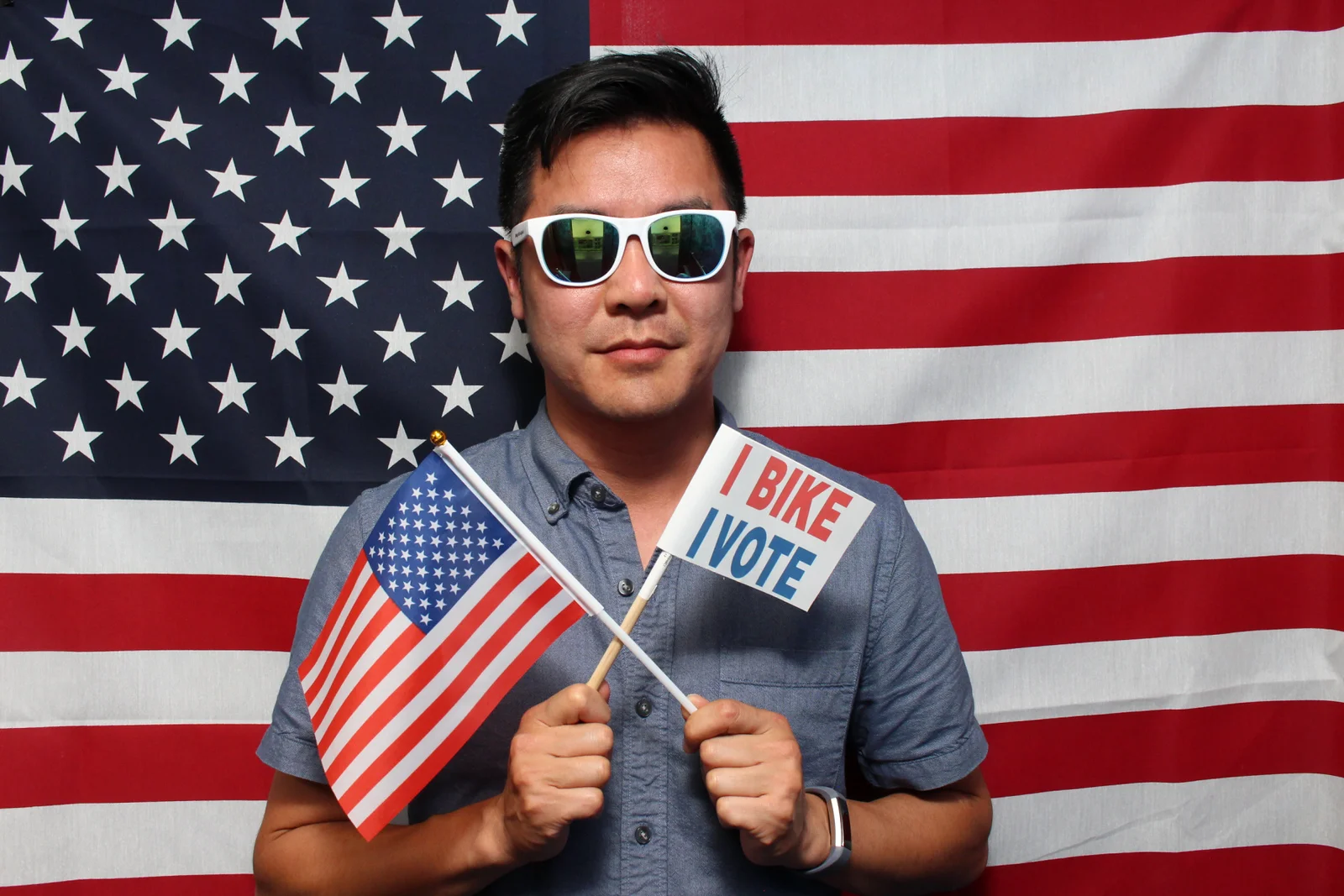 Man with American flag