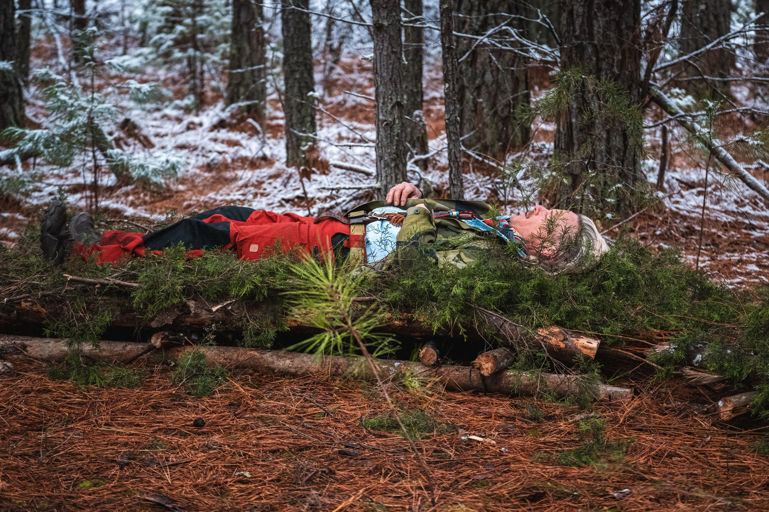 Creek testing out their new bed for the week.