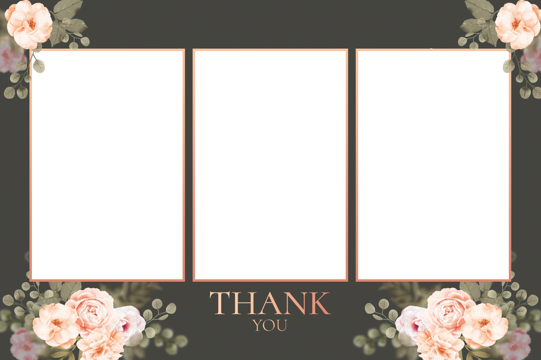 Thank you message template with floral decorations and three blank sections for customization.