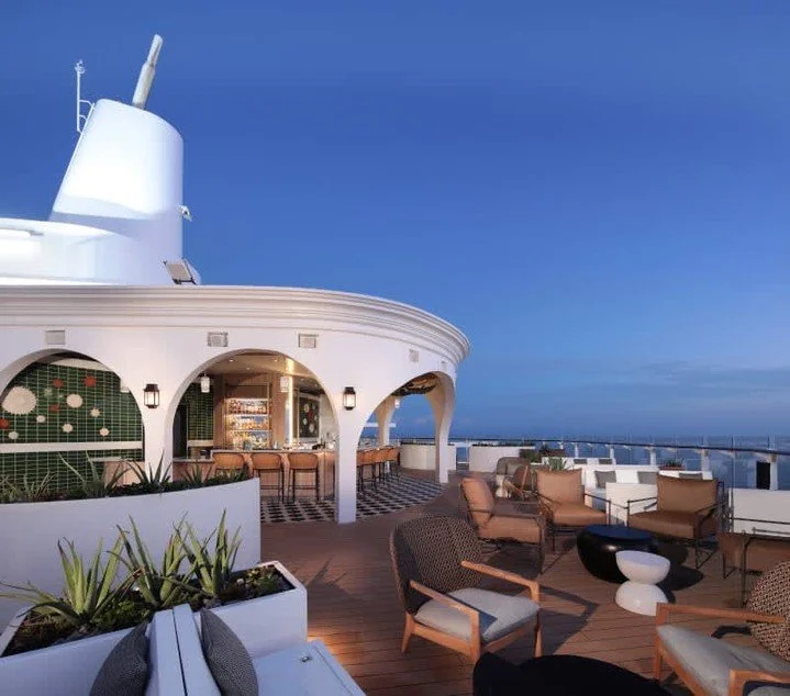 🍹 Enjoy the perfect evening at the Sunset Bar aboard the Celebrity Ascent! Relax in lounge chairs, sip cocktails, and soak in stunning ocean views as the sun sets.

Contact me today to book your getaway! 📞🛳️ 
#bookcelebritycruises #celebrityedge

