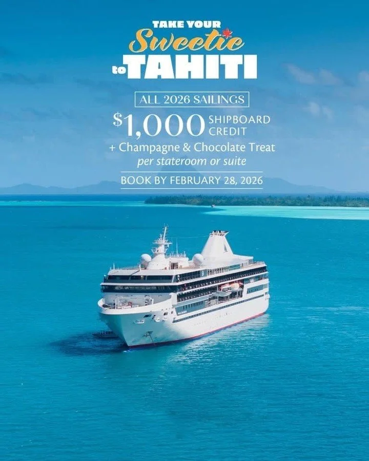 Fall in love in Tahiti. 

Get $1,000 Shipboard Credit, Champagne &amp; Chocolate treat on all 2026 Paul Gauguin Cruises sailings when you book NOW! 

Contact me for details.

#acahomebasedagencynetwork