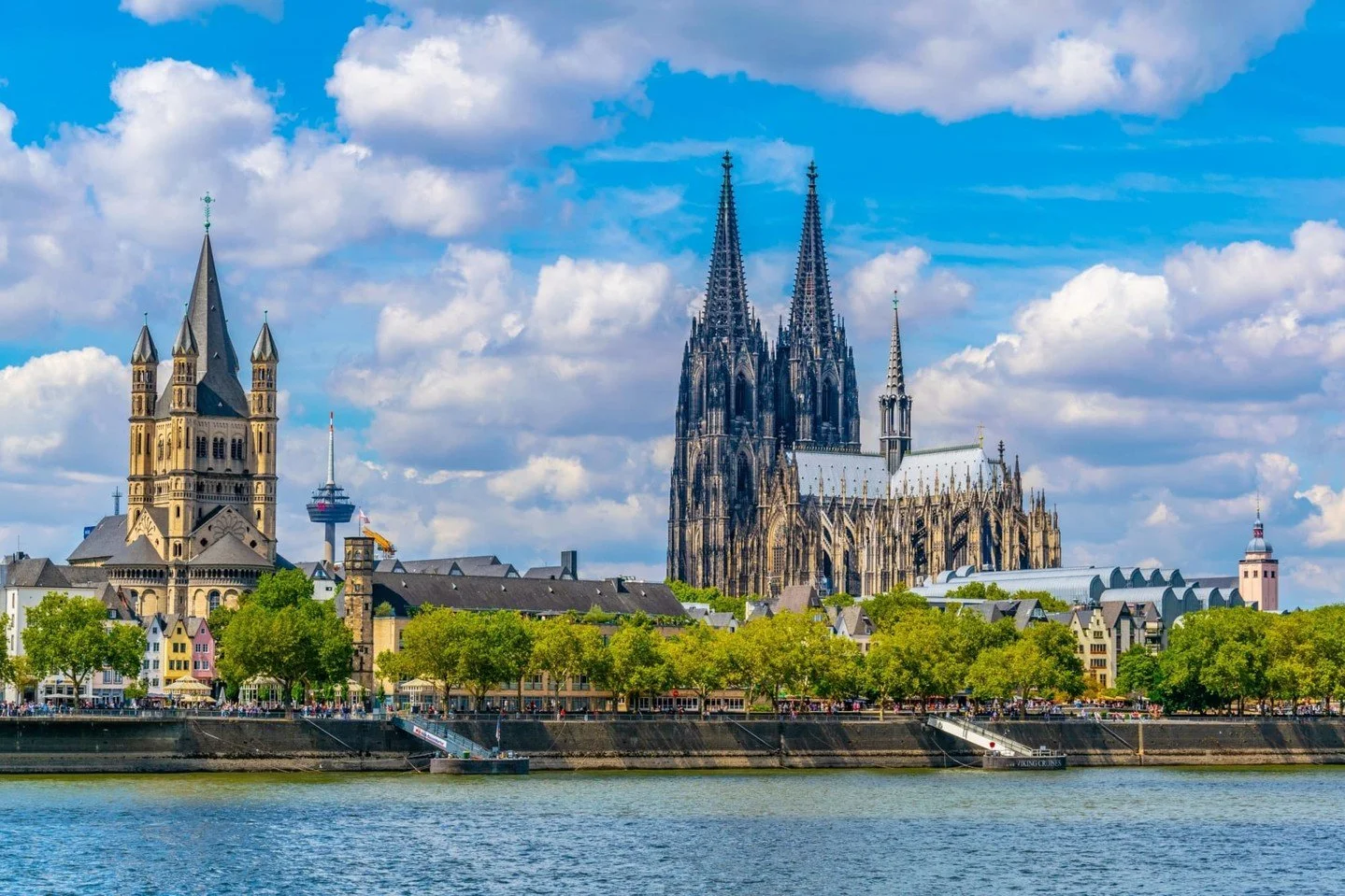 The impressive Cologne Cathedral towers in the skyline along the Rhine River.

Cruise through one of Europe's most fabled waterways with Mayflower Cruises &amp; Tours, with stops in charming port towns and historic cities.

Call (307) 316-2637 for mo