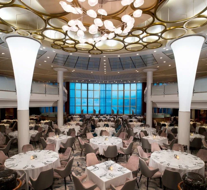 🍽️✨ Welcome to the revitalized Main Dining Room aboard the Celebrity Millennium and Celebrity Summit! Dine in style amidst stunning architectural details that enhance your dining experience. 🌟🎉

Contact me today to book your unforgettable cruise e