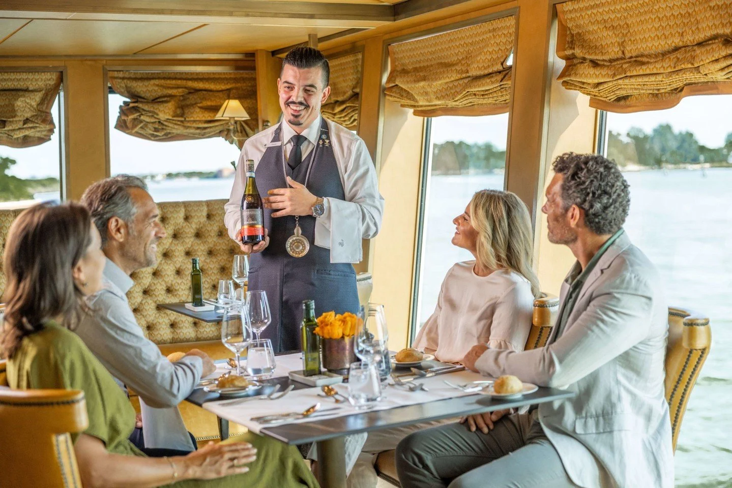 Indulge in gourmet cuisine prepared by our talented culinary teams onboard our ships sourcing the freshest ingredients, transforming them into delicious, regionally inspired dishes.

Each meal is a culinary experience that immerses you in your destin
