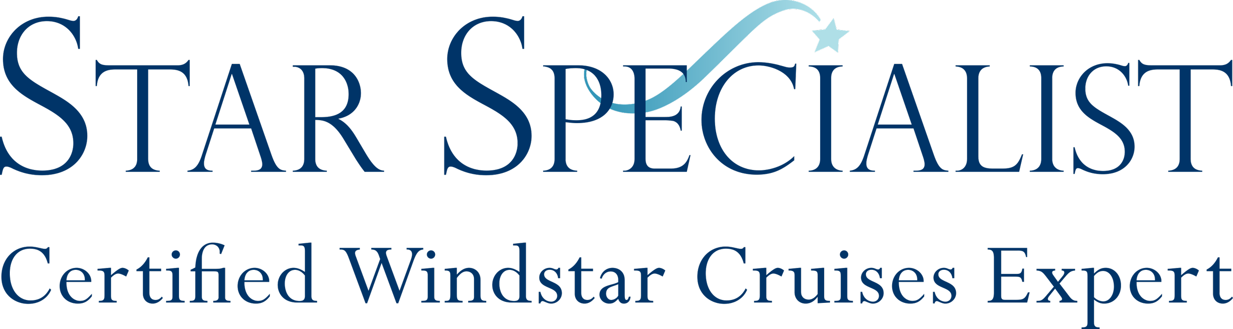 Logo reads 'Star Specialist' with a shooting star graphic, and the tagline 'Certified Windstar Cruises Expert' underneath.