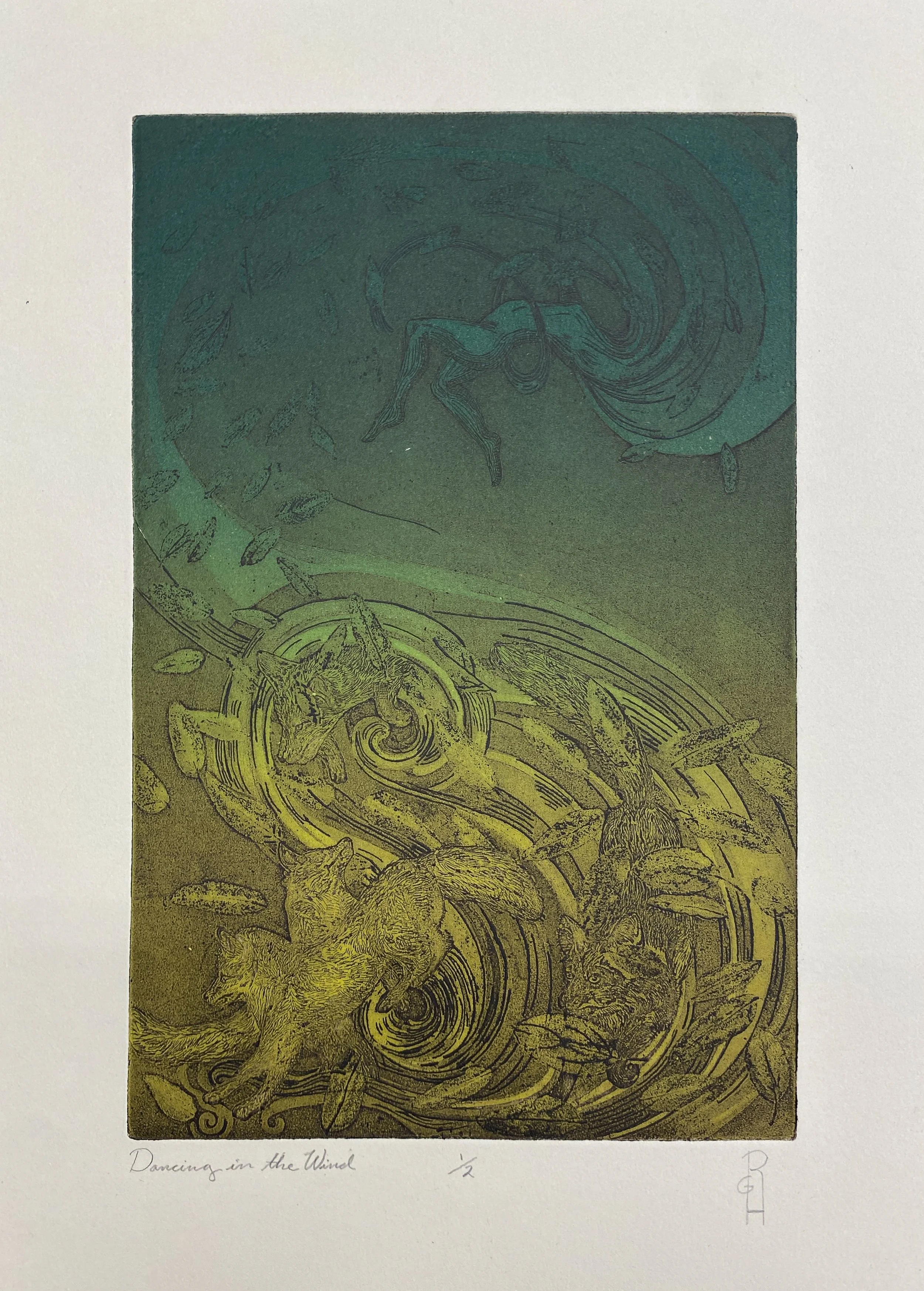 Title: Dancing in the wind 
Date: 2022
Process: Intaglio