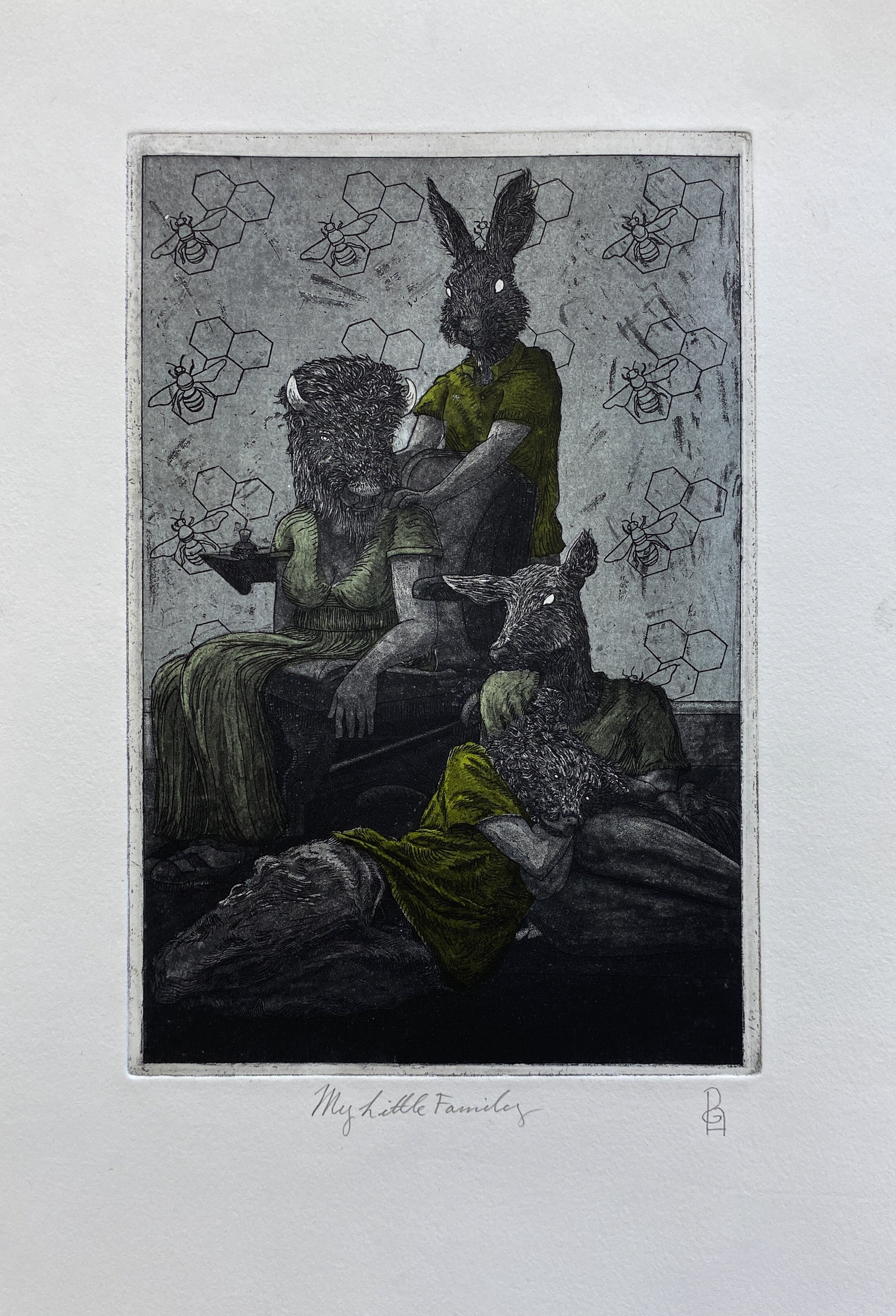 Title: My little family 
Date: 2024
Process: Intaglio 