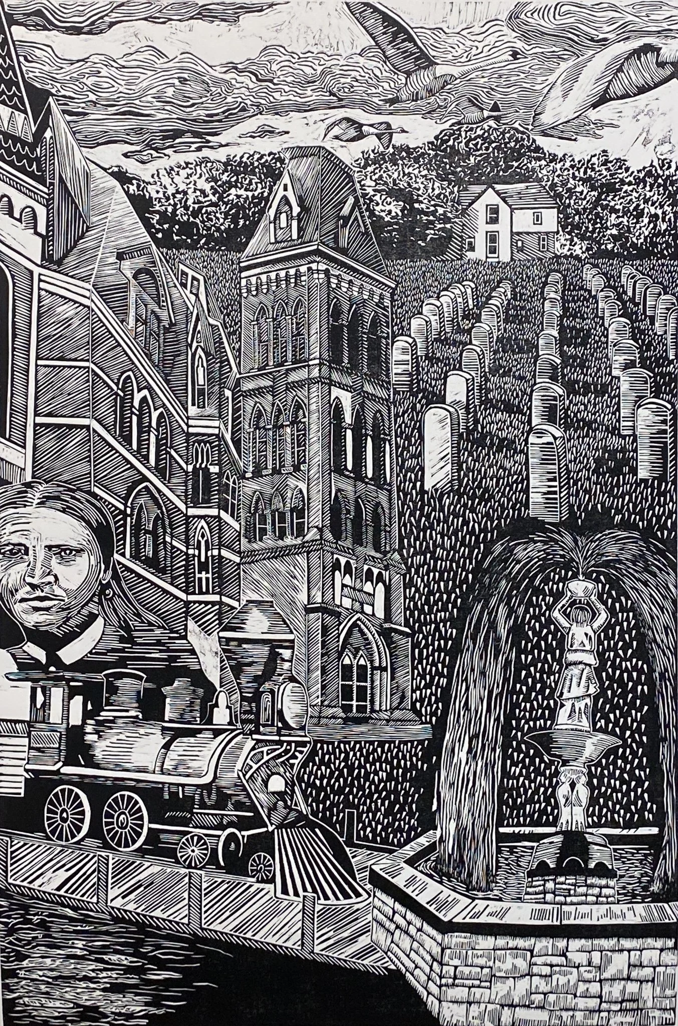 Title: untitled 
Date: 2021
Process: woodblock 