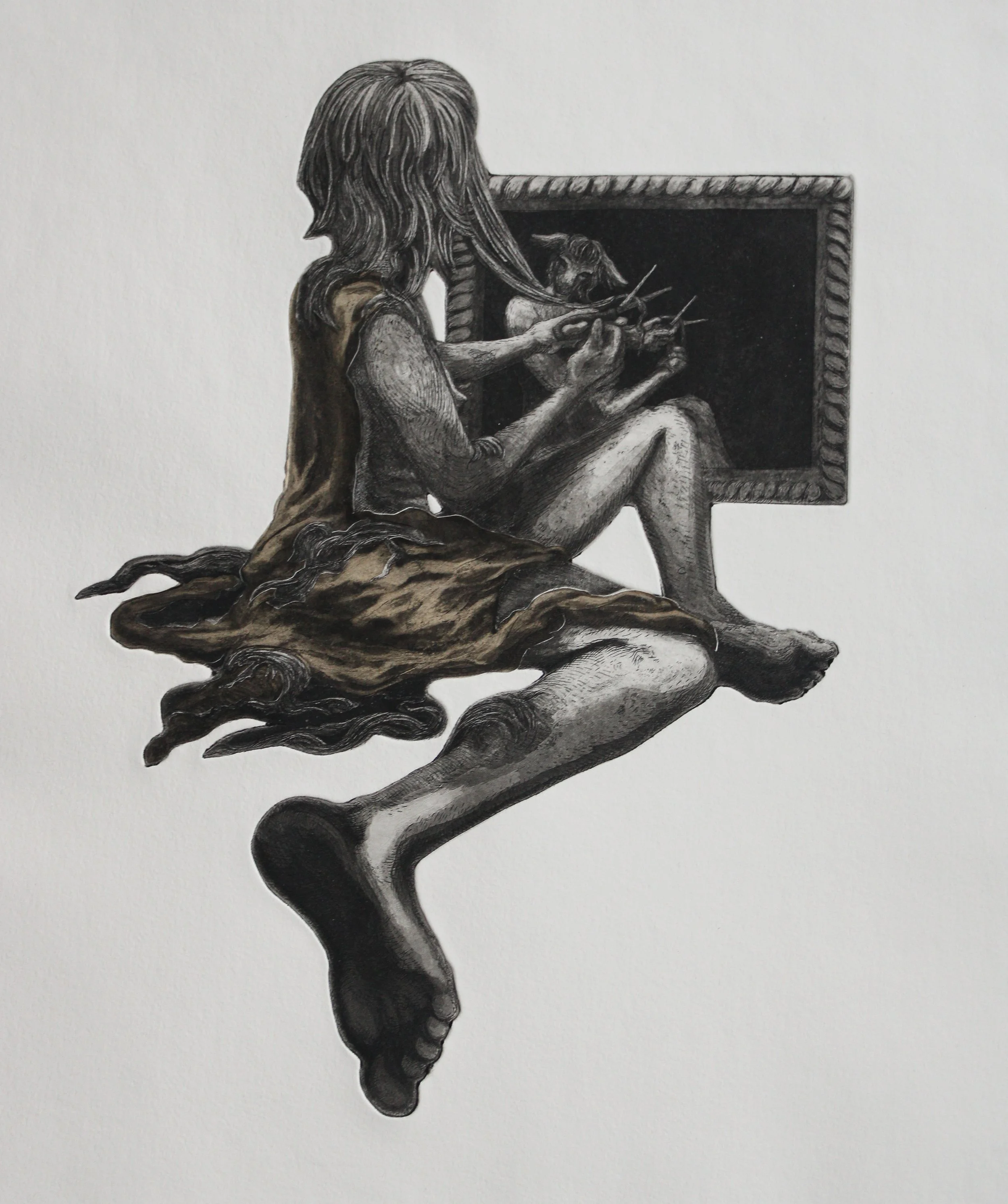 Title: Seeking self in Sabotage 
Date: 2024
Process: Intaglio