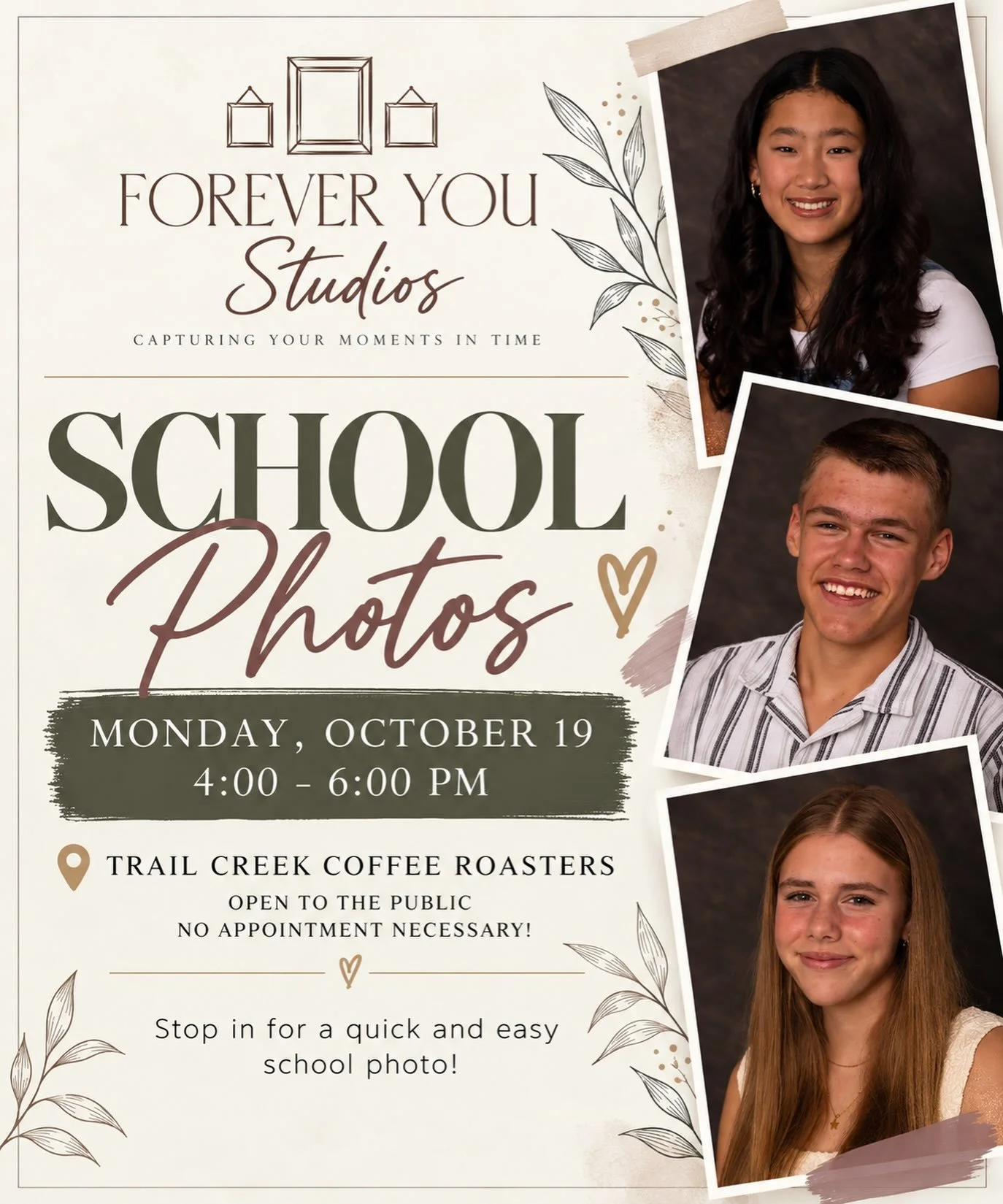 Only one week away! Come on down for school pictures you'll actually love!