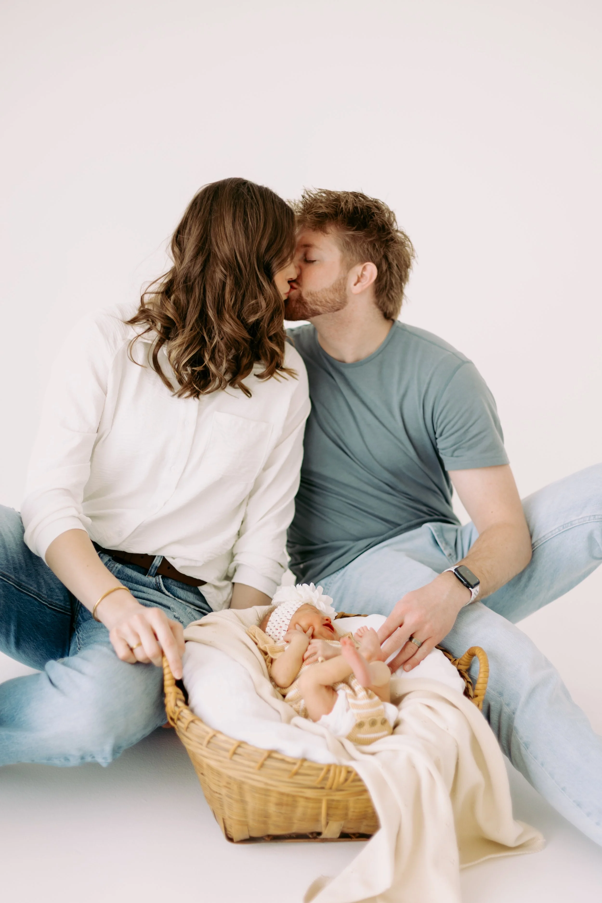 mom and dad with newborn baby. newborn family photo