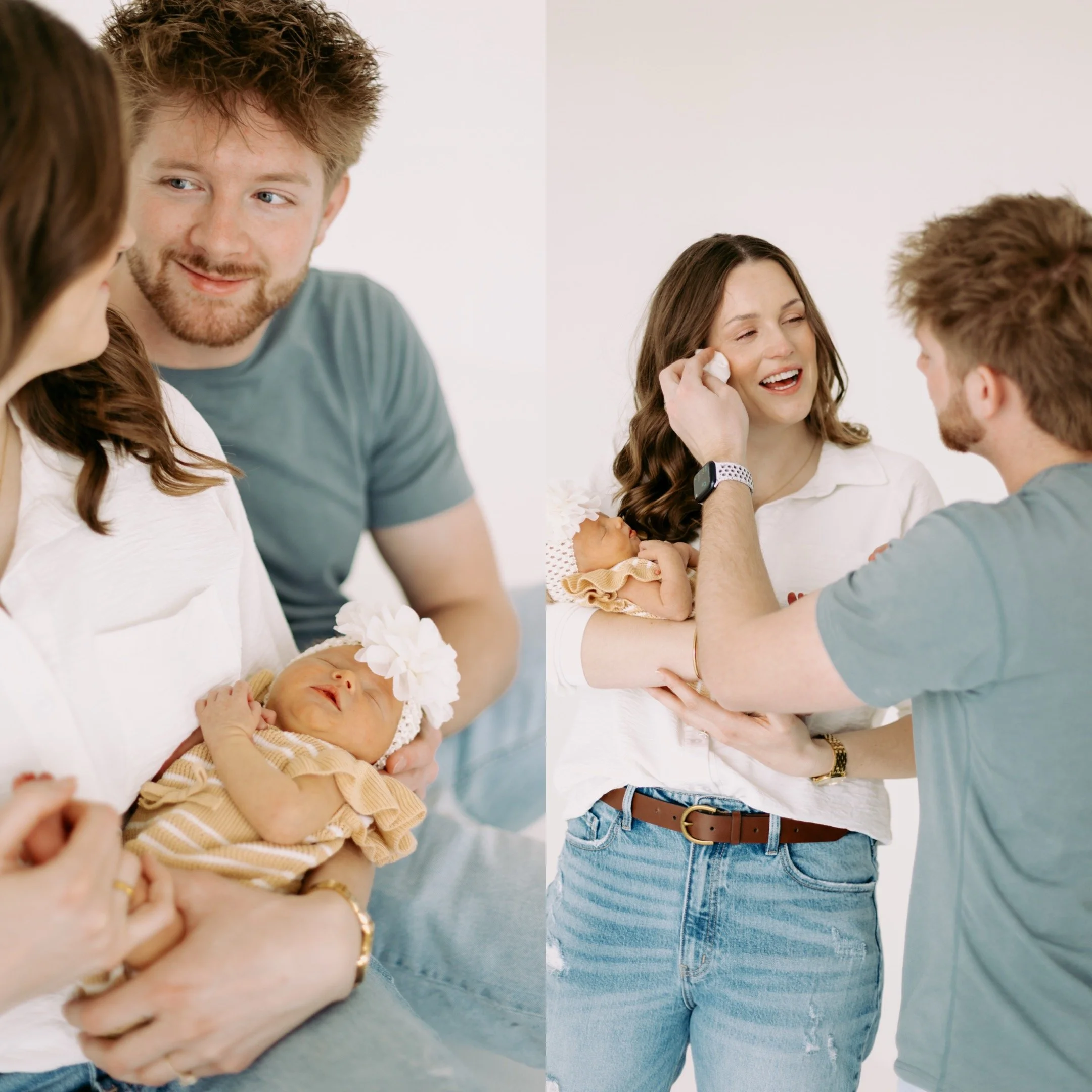 candid photo of a family with newborn.