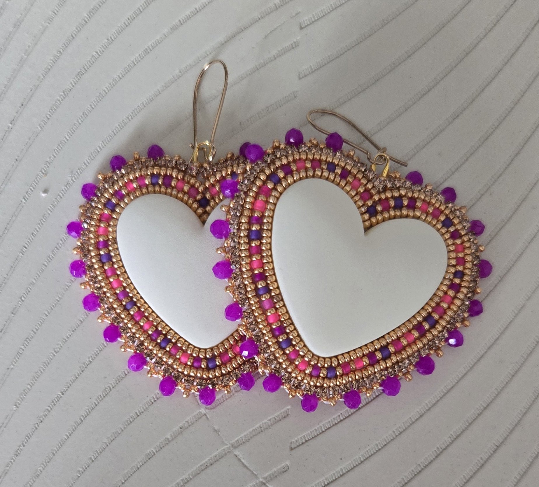 Neon Heart Beaded earrings