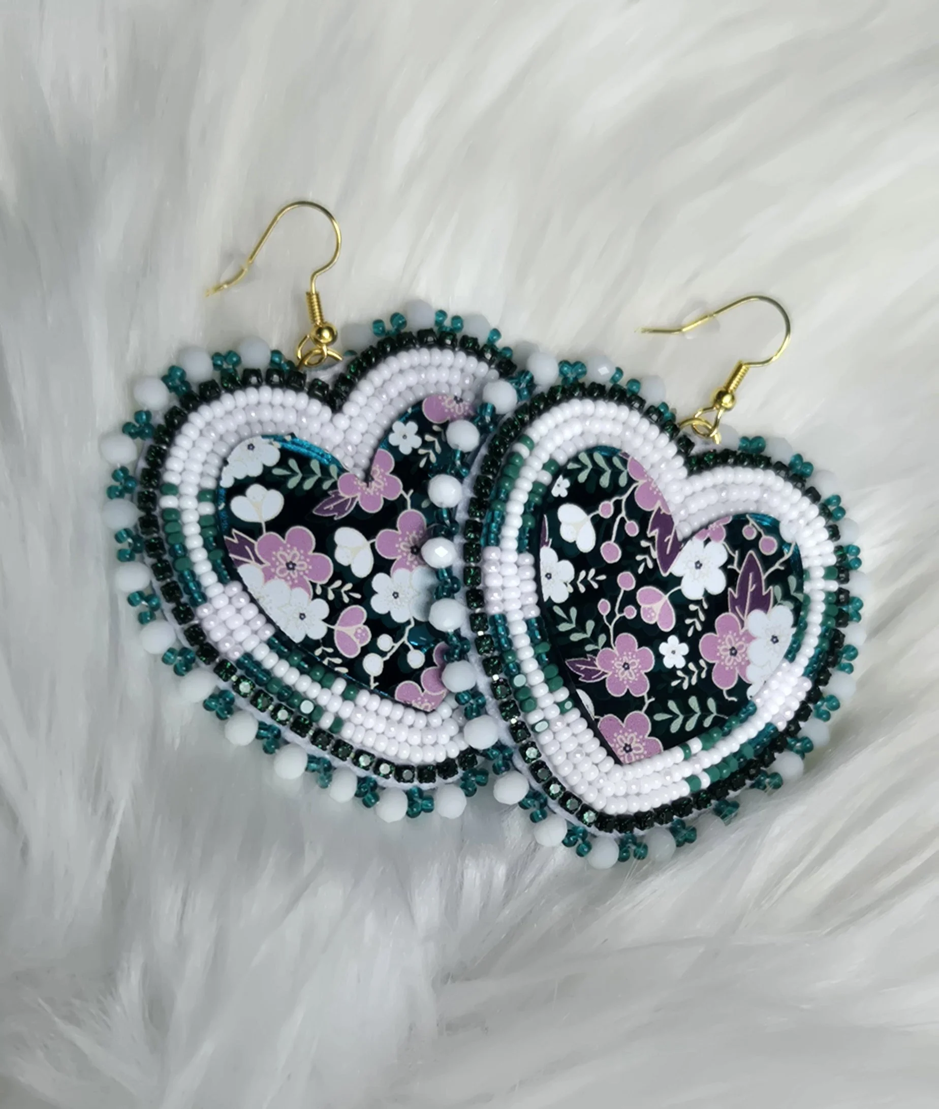 Green Floral Earrings