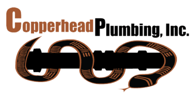 Logo of Copperhead Plumbing, Inc., featuring a stylized snake forming a chain link.