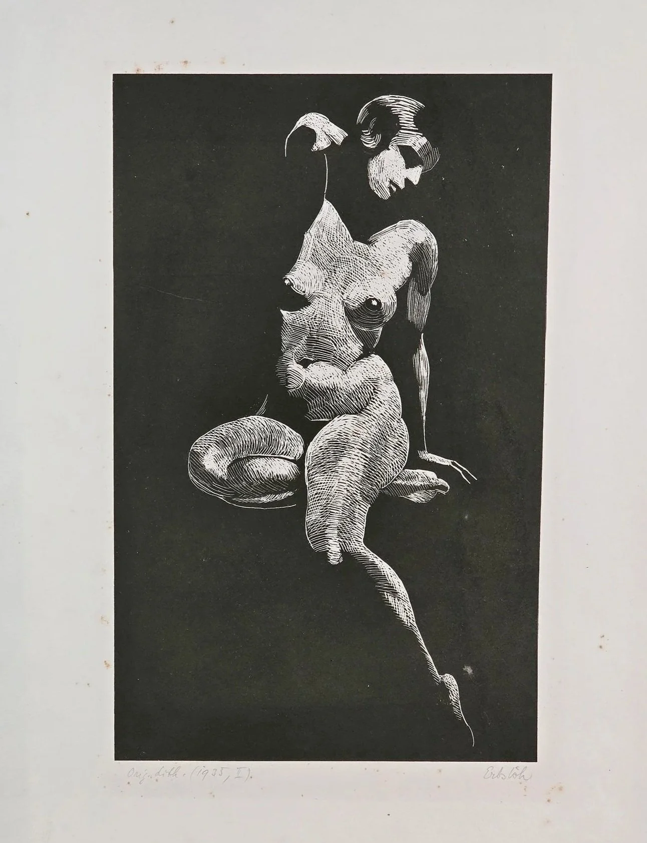 Akt, 1935 originale Lithographie, Adolf Erbslöh