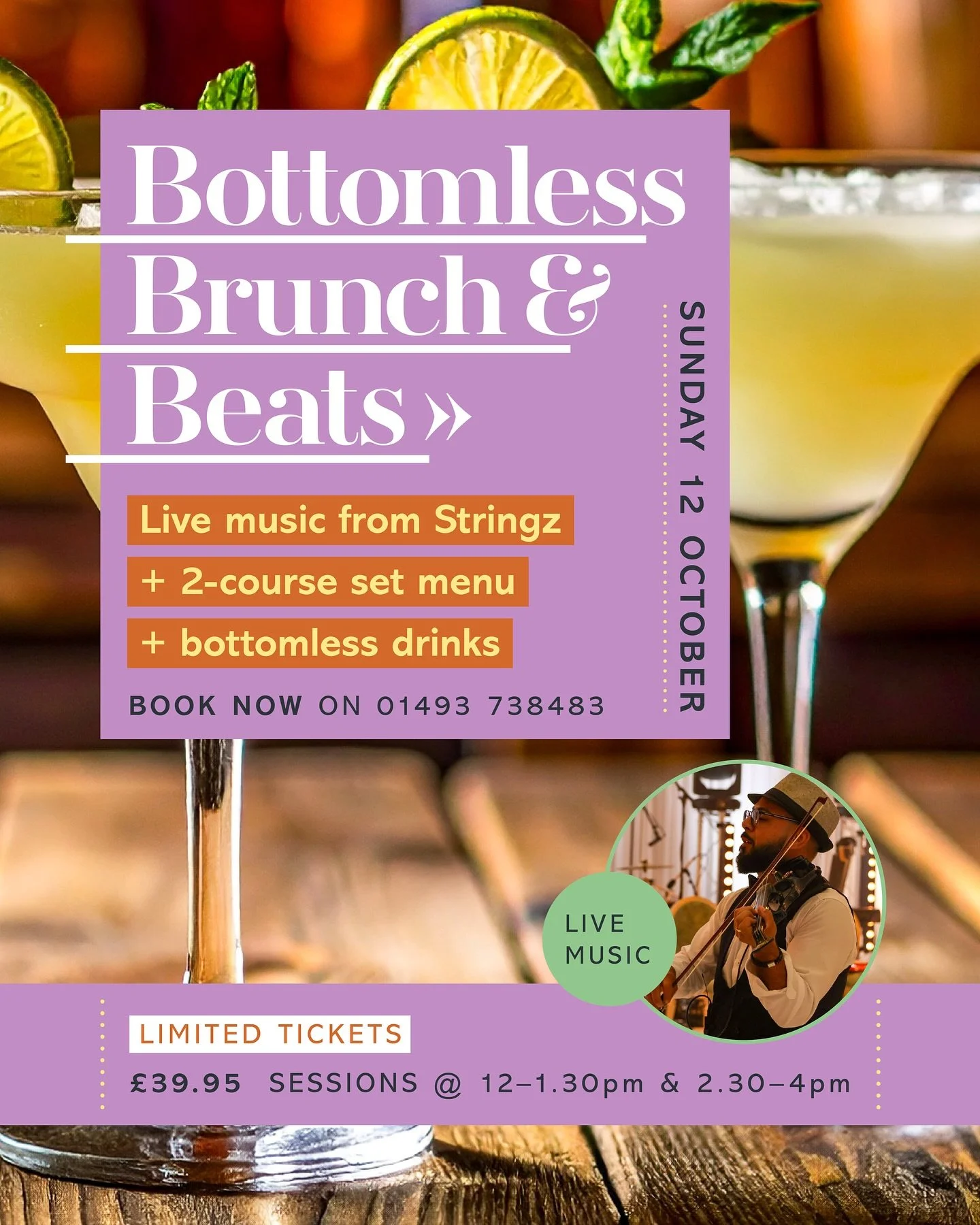 Cocktails pouring, beats dropping, vibes rising&hellip; that&rsquo;s how we brunch 🥳🙌

🍹 Bottomless Brunch &amp; Beats &mdash; Tickets Out Now 🎶

⭐️Sunday 12th October ✨ Live music from the sensational violinist Stringz ✨ Full DJ setup bringing t
