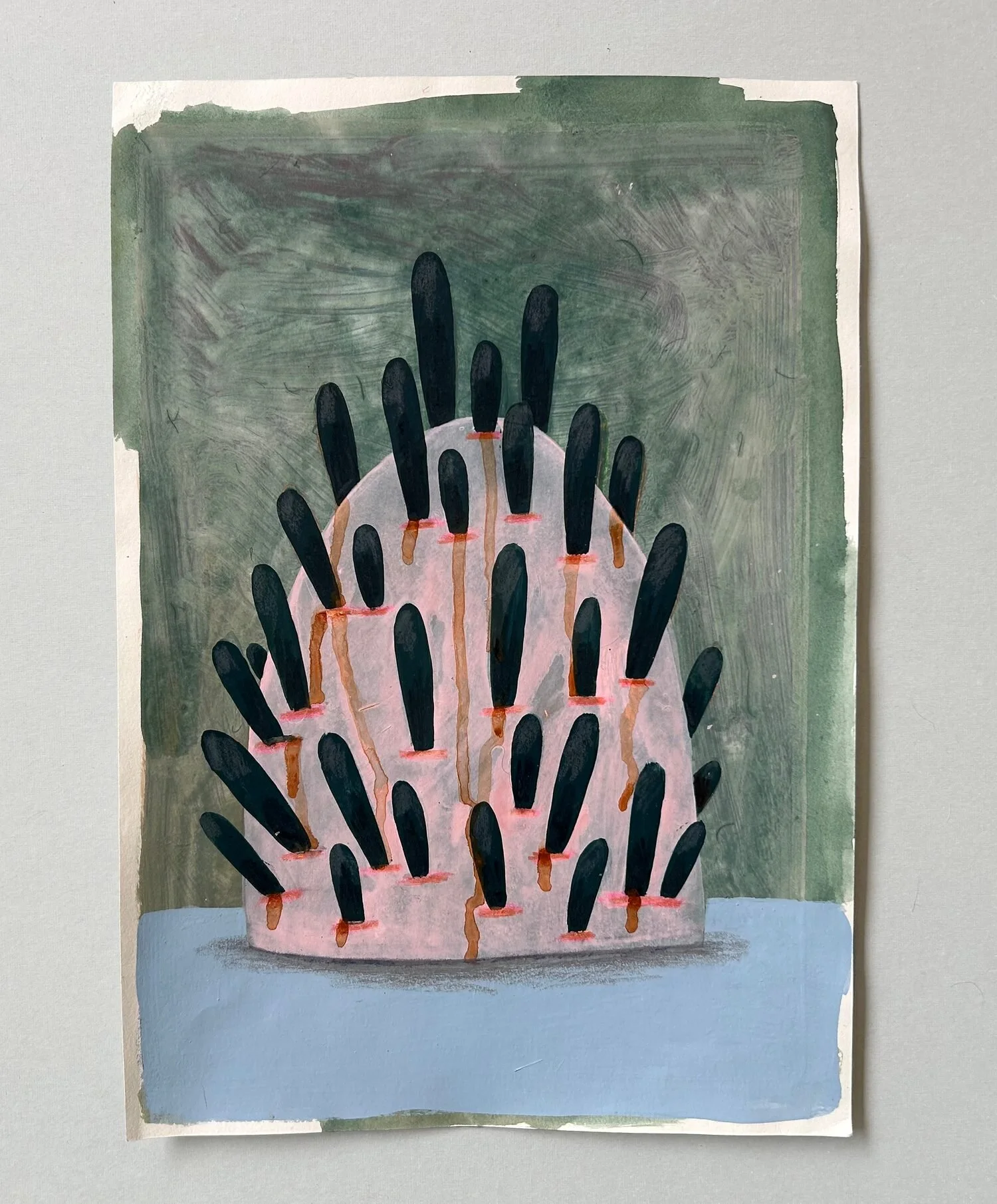 Drawing #8,   Acrylic and crayon on paper  14.5 × 10 inches 