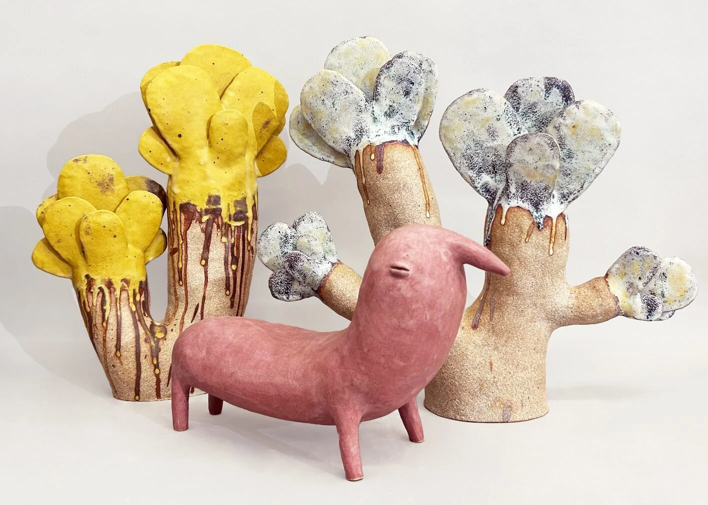  Flora #7, 2023,   Glazed ceramic  17 × 19 × 5 inches (right)   