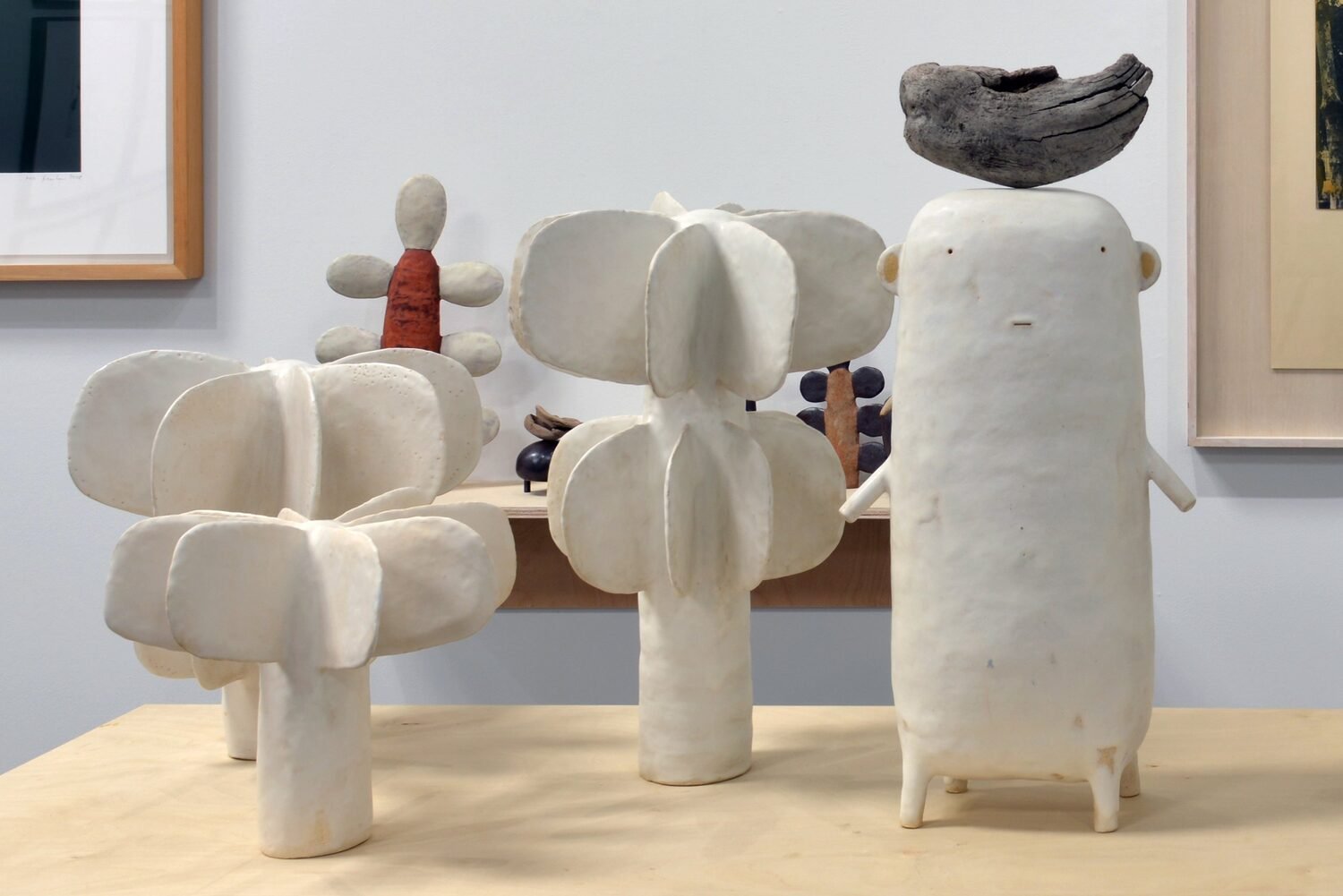  #2011, 2020-2022 (right)  Ceramic and wood  26 × 12.5 × 17 inches 