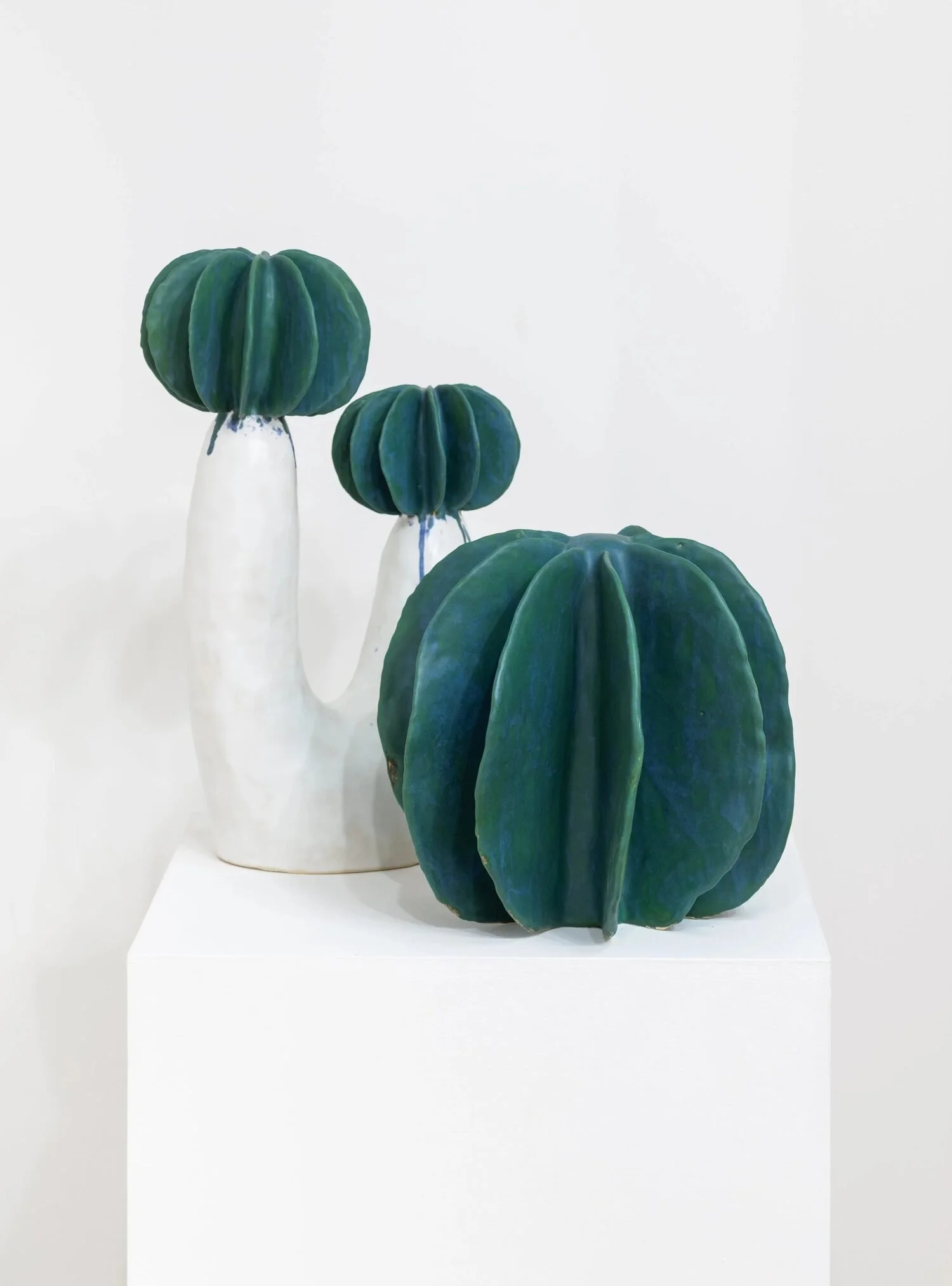 #64, 2023 (left)  Glazed ceramic  21.5 × 15 × 7.5 inches    #15, 2023 (right)  Glazed ceramic  12.5 × 14.5 × 14.5 inched 