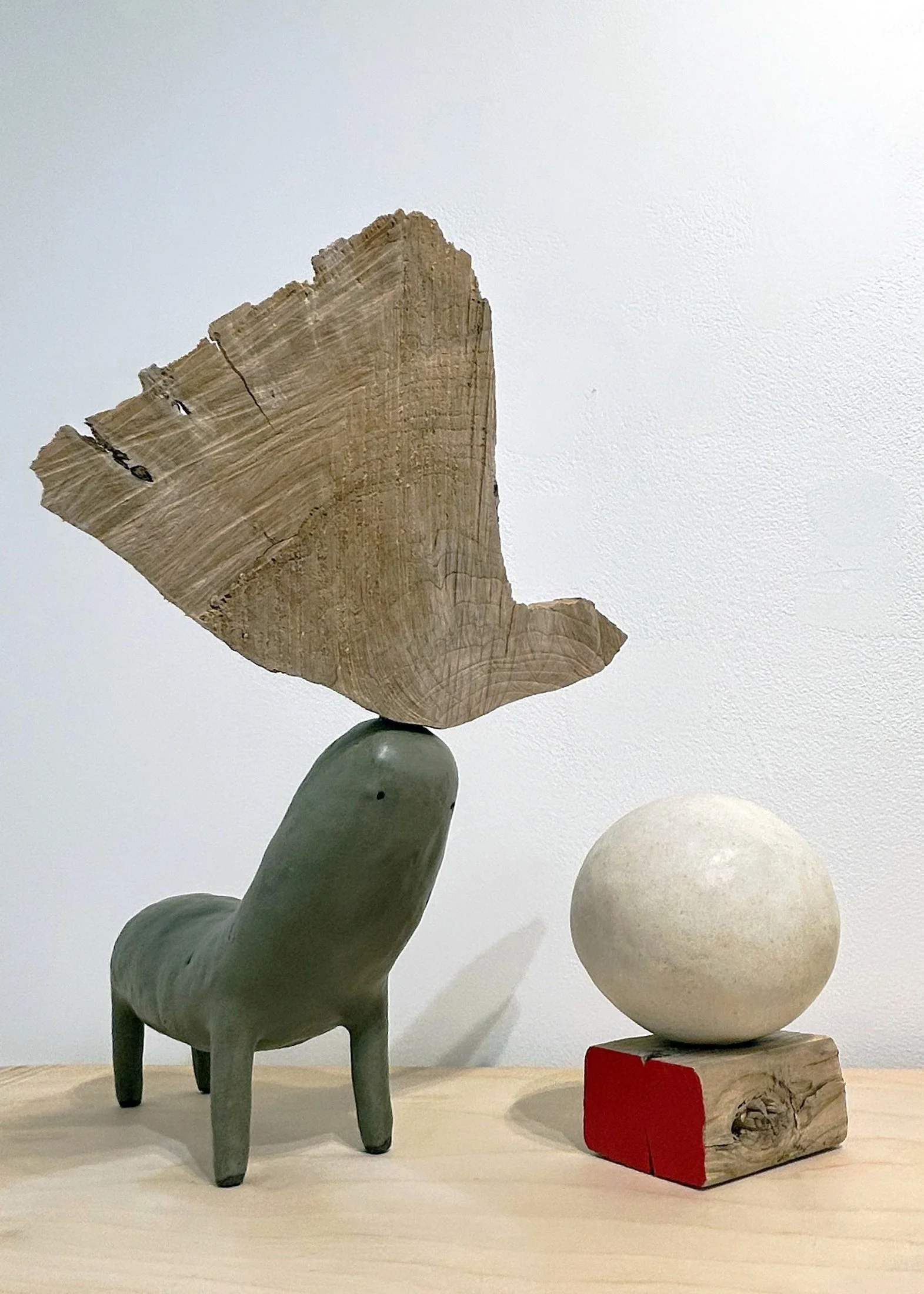  TC #21, 2026 (left)  Wood and glazed ceramic  13 × 8 × 10 inches 