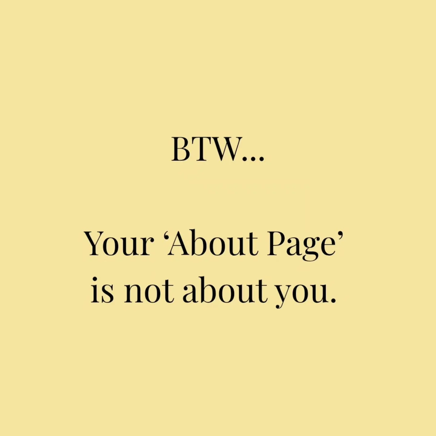 Psst. Your website 'About Page' isn't really about you...

You need to make sure that you don't just list credentials and experience, but build connection and show how you can solve your client's problem.

Want me to check out your 'About Page' and p