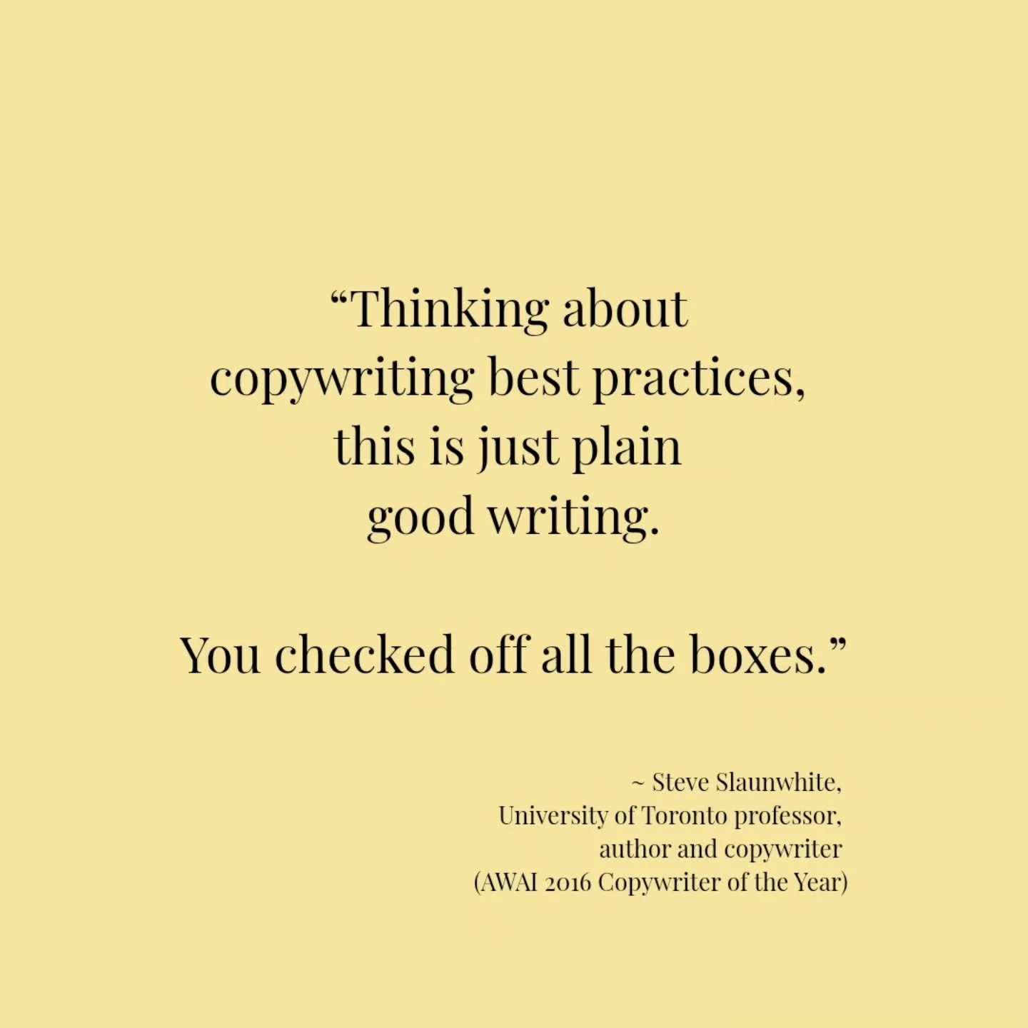 I loved going "back to school" for Strategic Copywriting through the University of Toronto School of Continuing Studies. 

The testimonial is from my professor, whom I learned so much from.

Have you gone back to school or taken courses as 